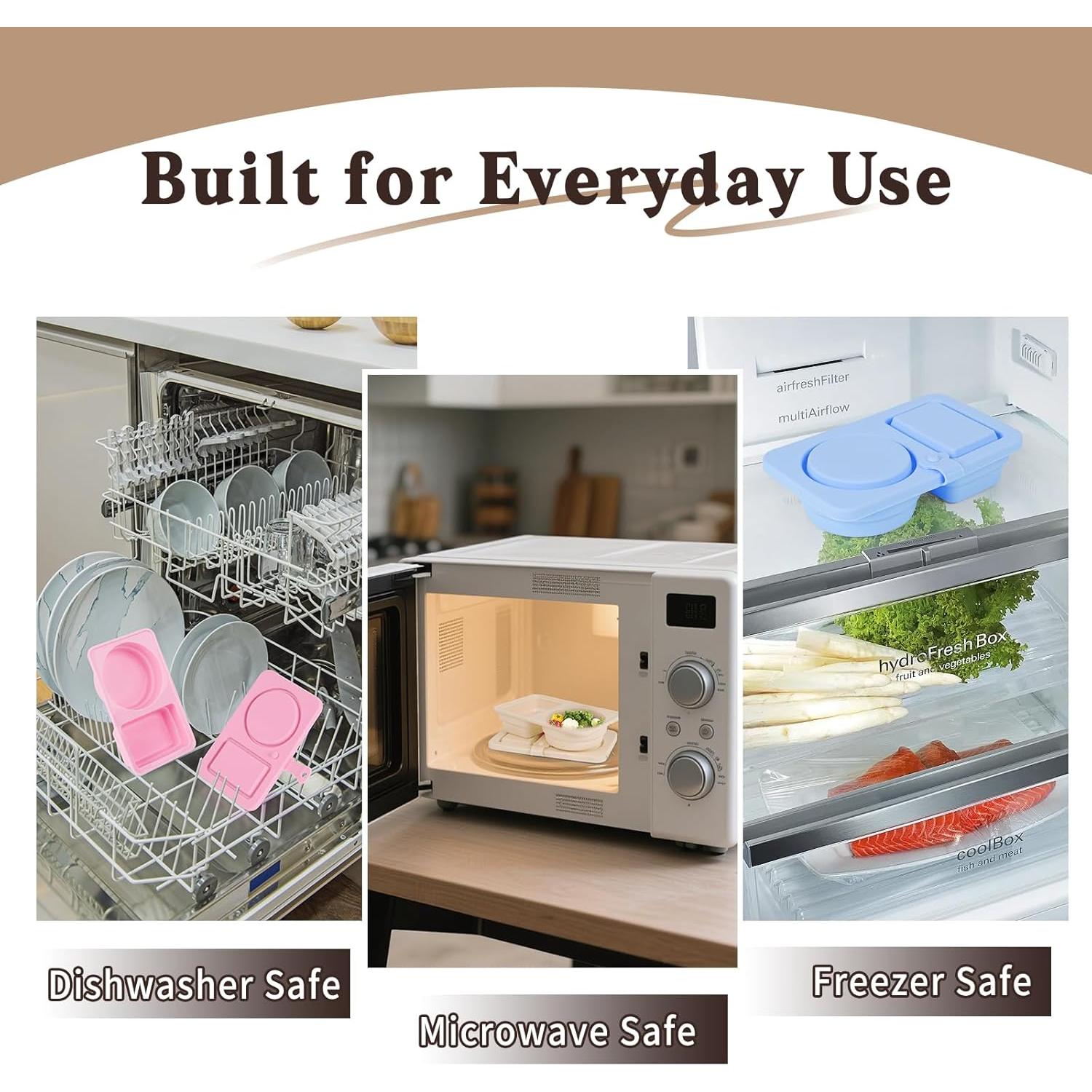 Contenedores de Silicona para Snacks Zeefpod - 6 Piezas Doble Compartimento