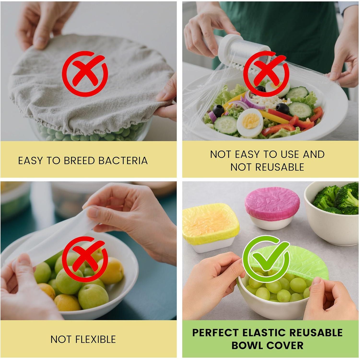 Cubiertas de Tazón Reutilizables HANSGO 120 Piezas 3 Tamaños