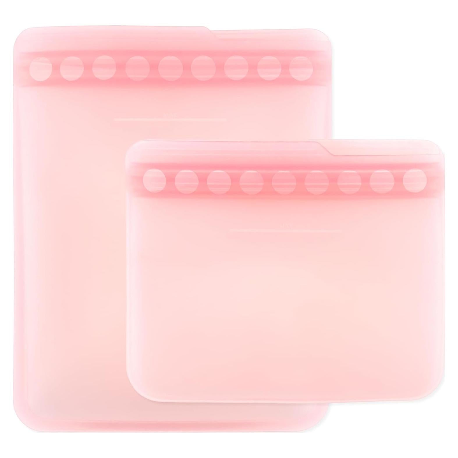 Bolsas de Silicona Reutilizables Bumkins para Snacks y Sándwiches - 2 Paquetes Rosa