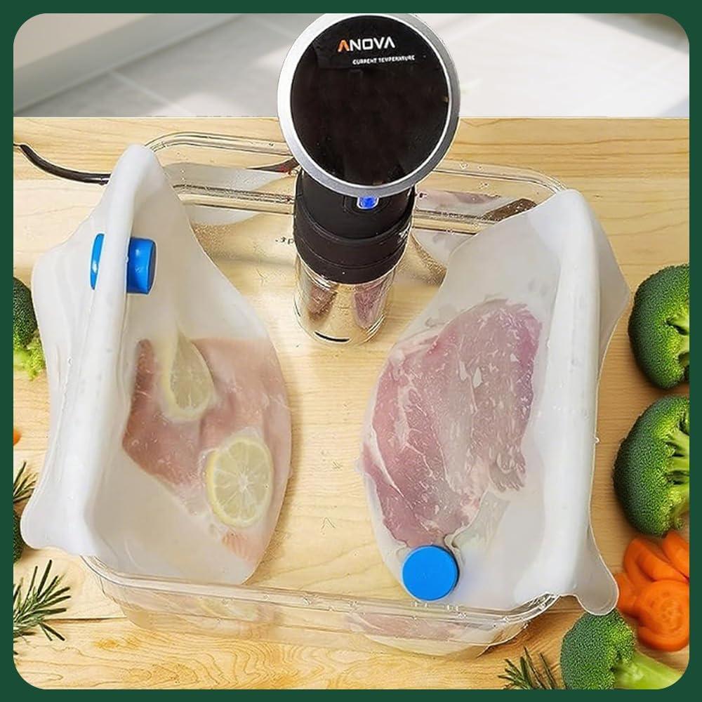 Bolsas Sous Vide Reutilizables BCDHAMATE Extra Grande 4 Clips