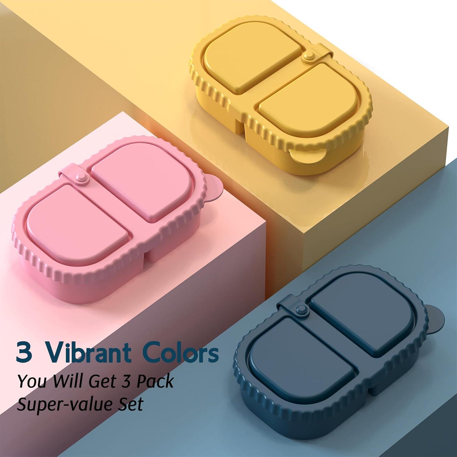 Paquete de 3 Contenedores de Silicona ICEROYCE 8oz 2 Compartimentos