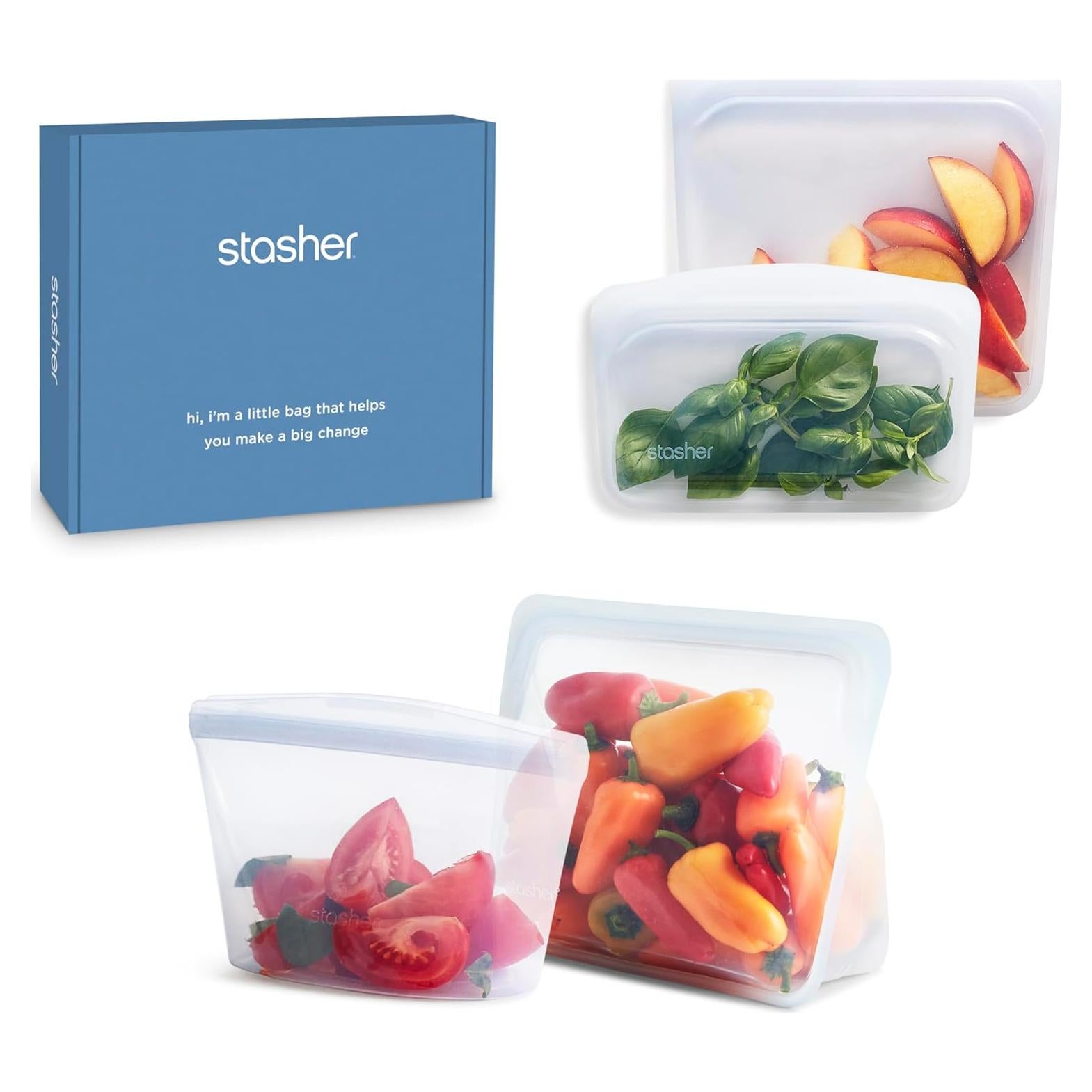 Kit de Inicio Stasher 4 Piezas Silicona Reutilizable Claro