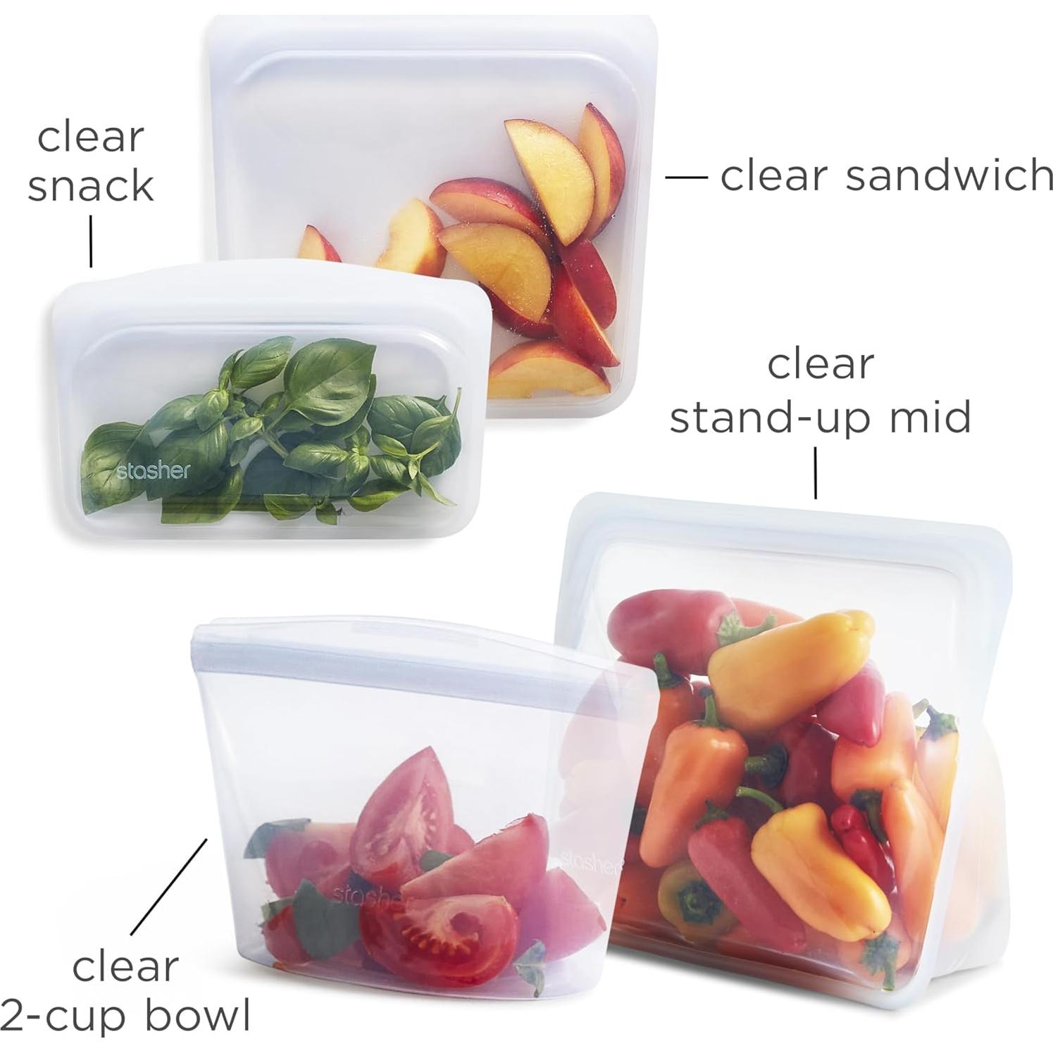 Kit de Inicio Stasher 4 Piezas Silicona Reutilizable Claro