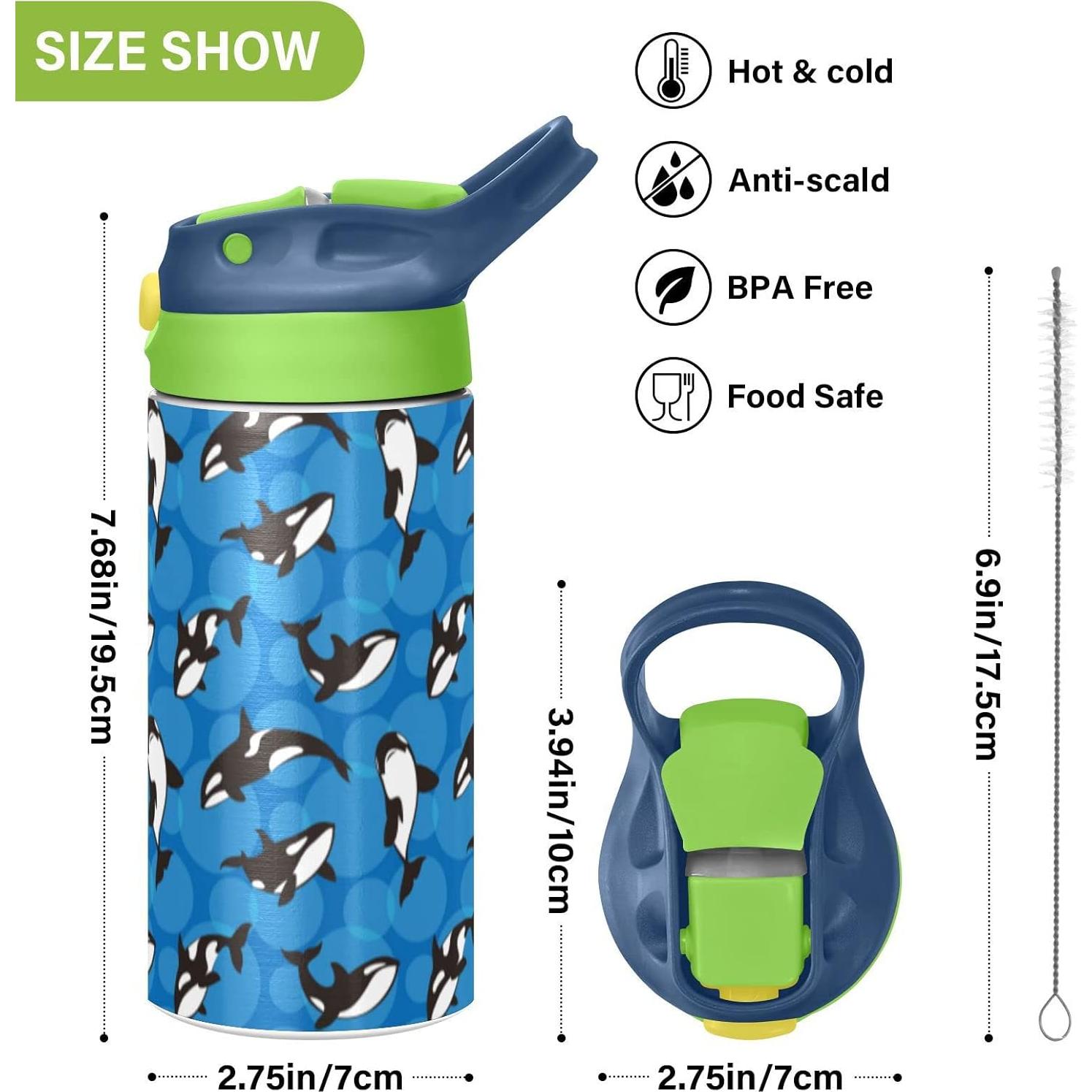 Botella de Agua Aislada ALAZA Orca Asesina 350ml con Pajilla