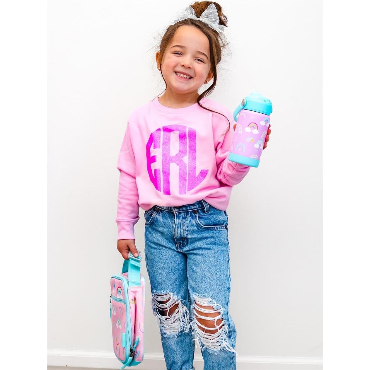 Botella de Agua Aislada Choco Mocha 12Oz (360ml) Niños Rosa Verde