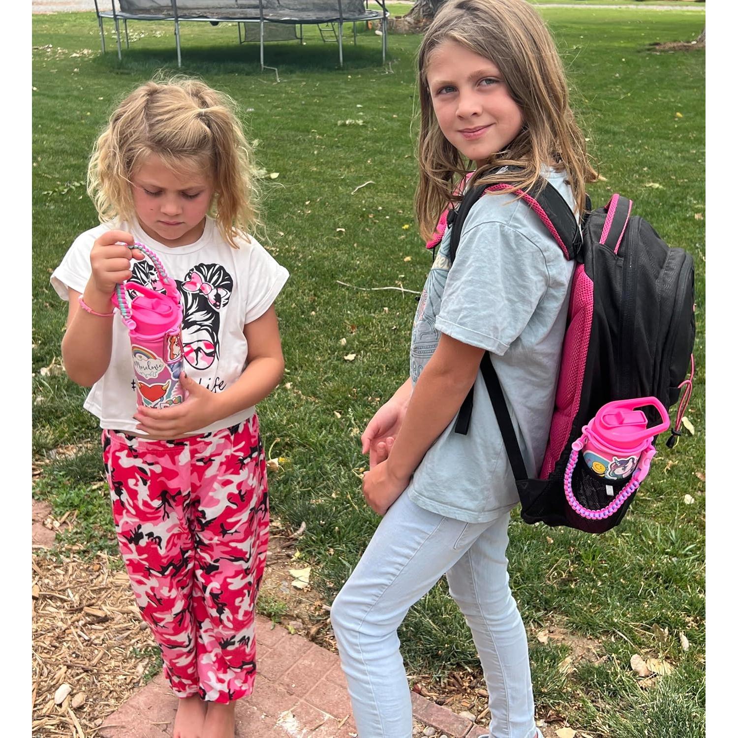 Botella de Agua Aislada Mininoo 0.47L para Niños con Pajita