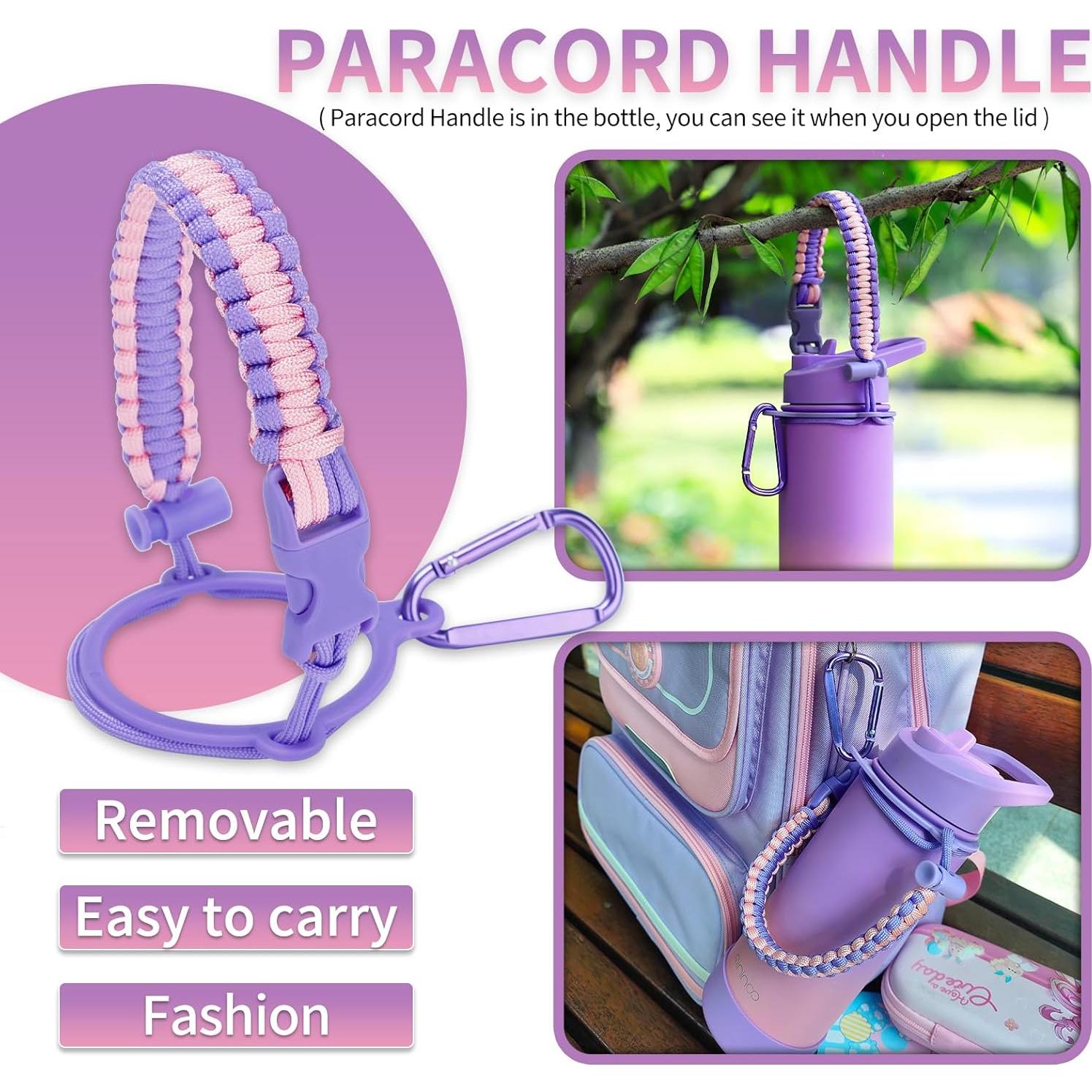 Botella de Agua Aislada Mininoo 0.47L para Niños con Pajita