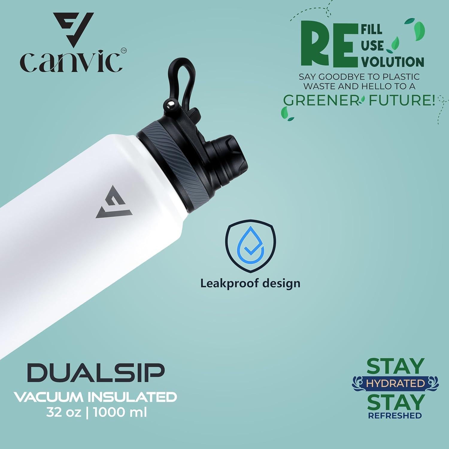 Botella de Agua Aislada Canvic DualSip 0.95L Acero Inoxidable