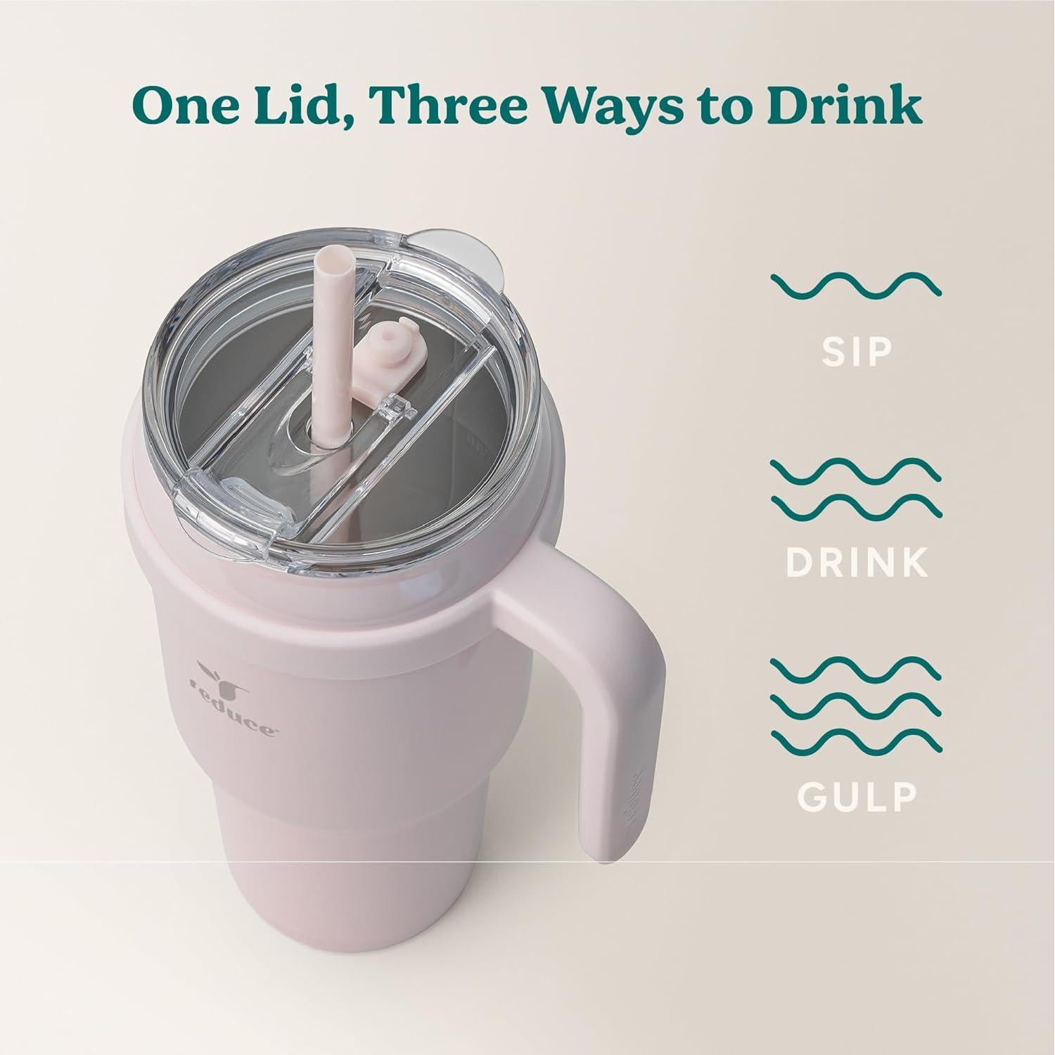 Taza Aislada REDUCE 40 oz con Asa y Popote Reutilizable