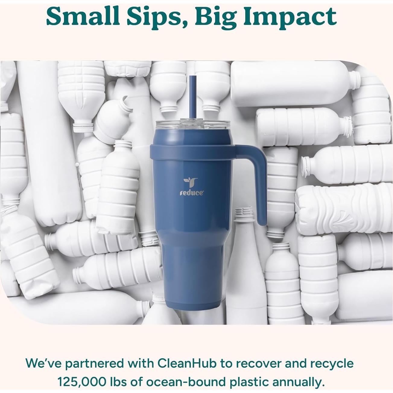 Taza Aislada REDUCE 40 oz con Asa y Popote Reutilizable