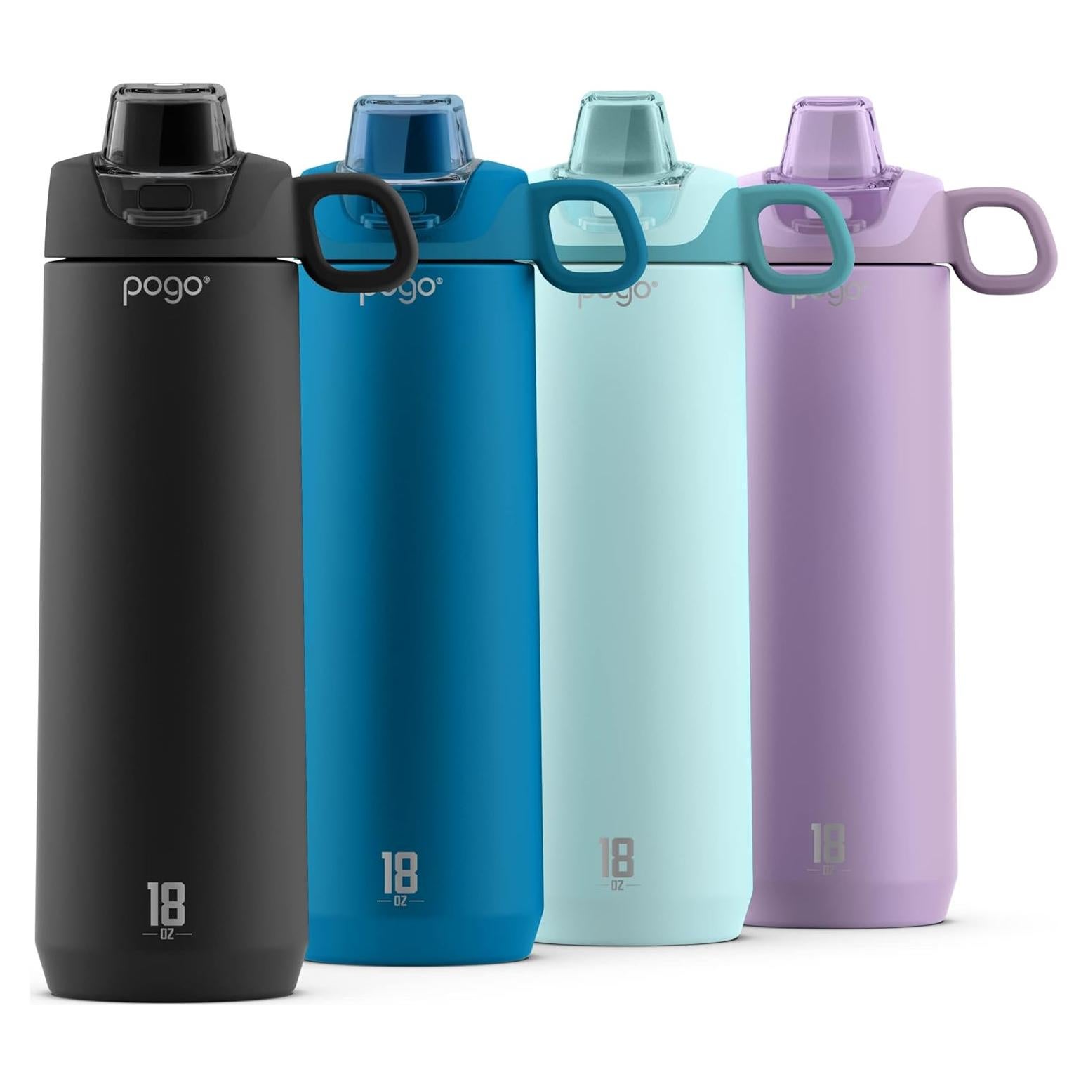 Botella de Agua Pogo Active 532 ml Acero Inoxidable Negra