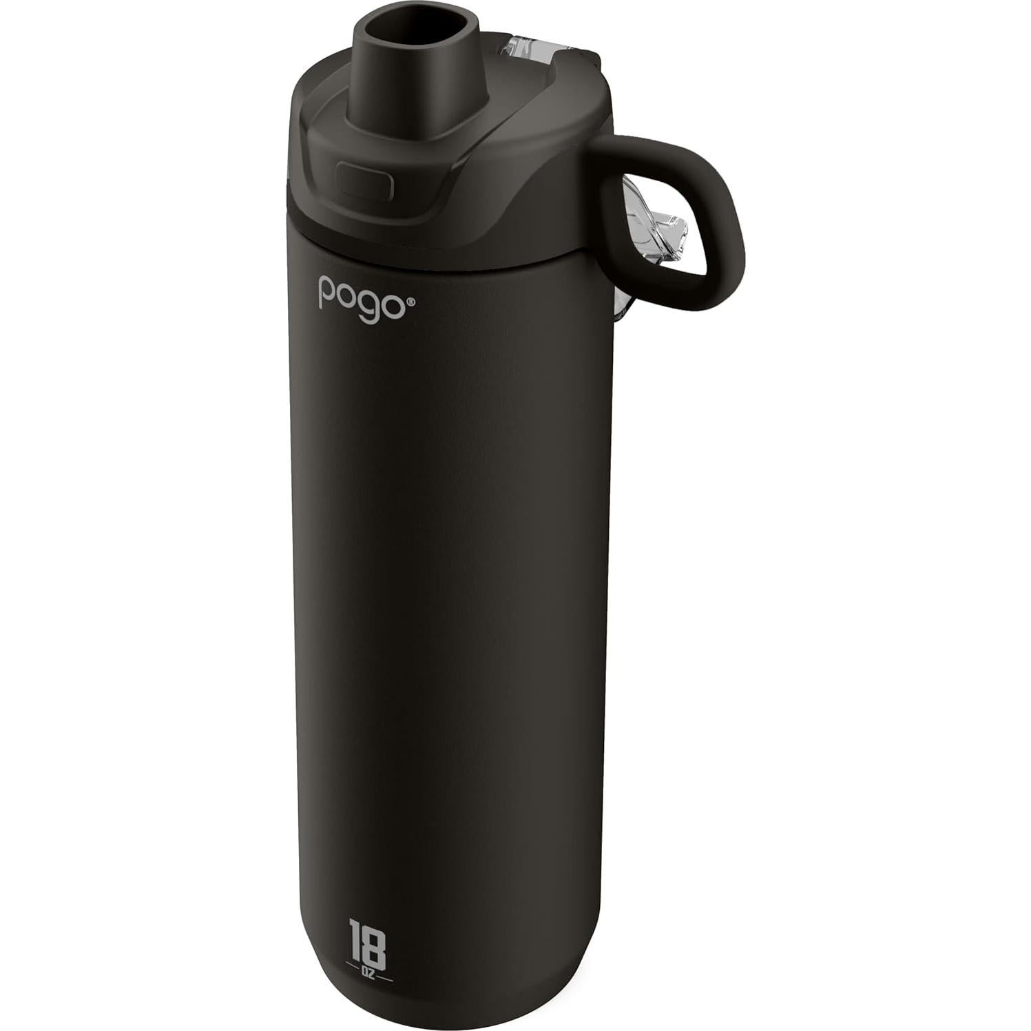 Botella de Agua Pogo Active 532 ml Acero Inoxidable Negra