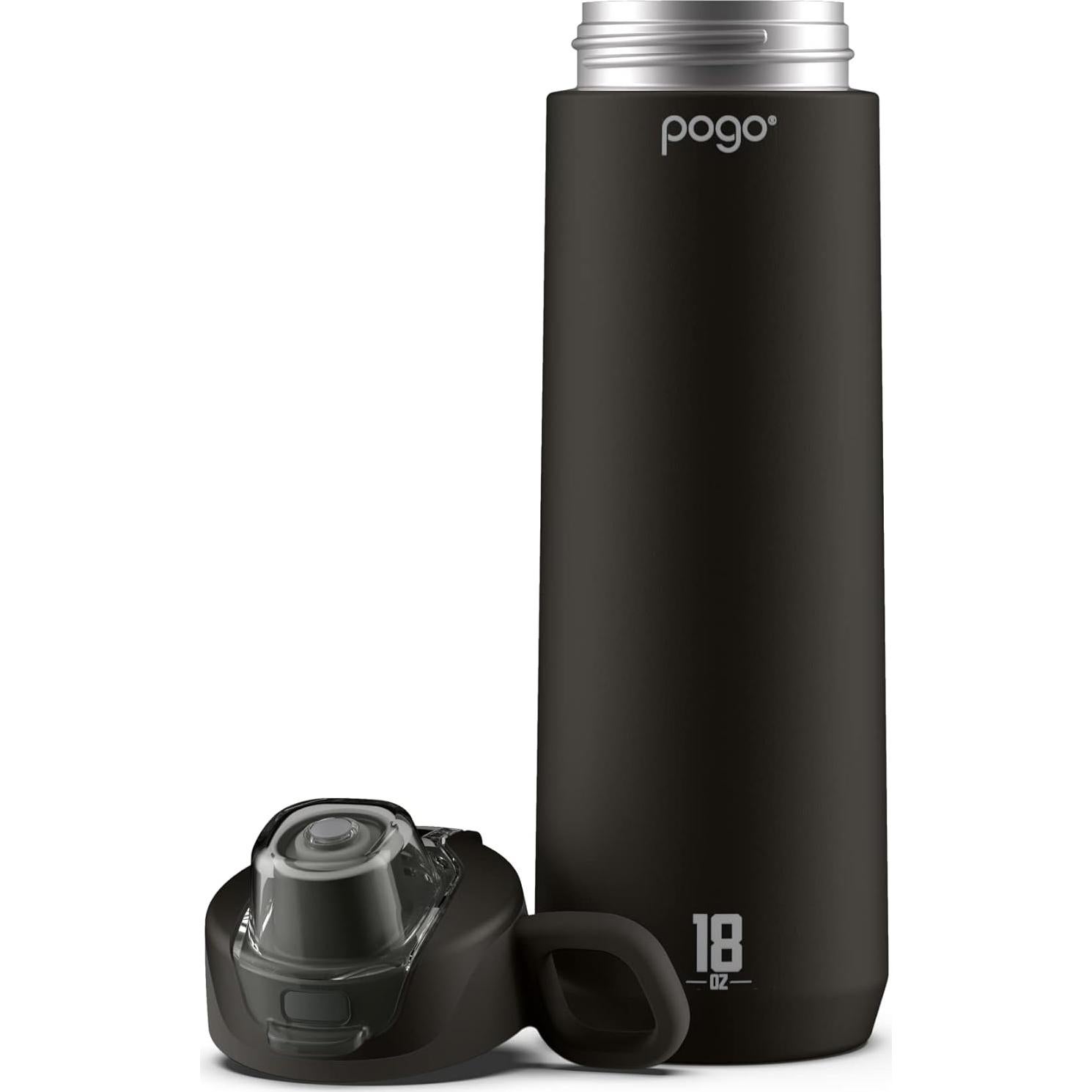 Botella de Agua Pogo Active 532 ml Acero Inoxidable Negra