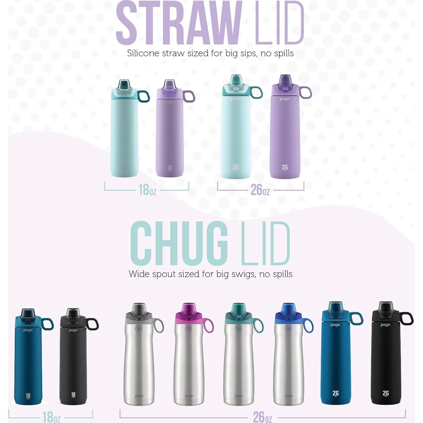 Botella de Agua Pogo Active 532 ml Acero Inoxidable Negra