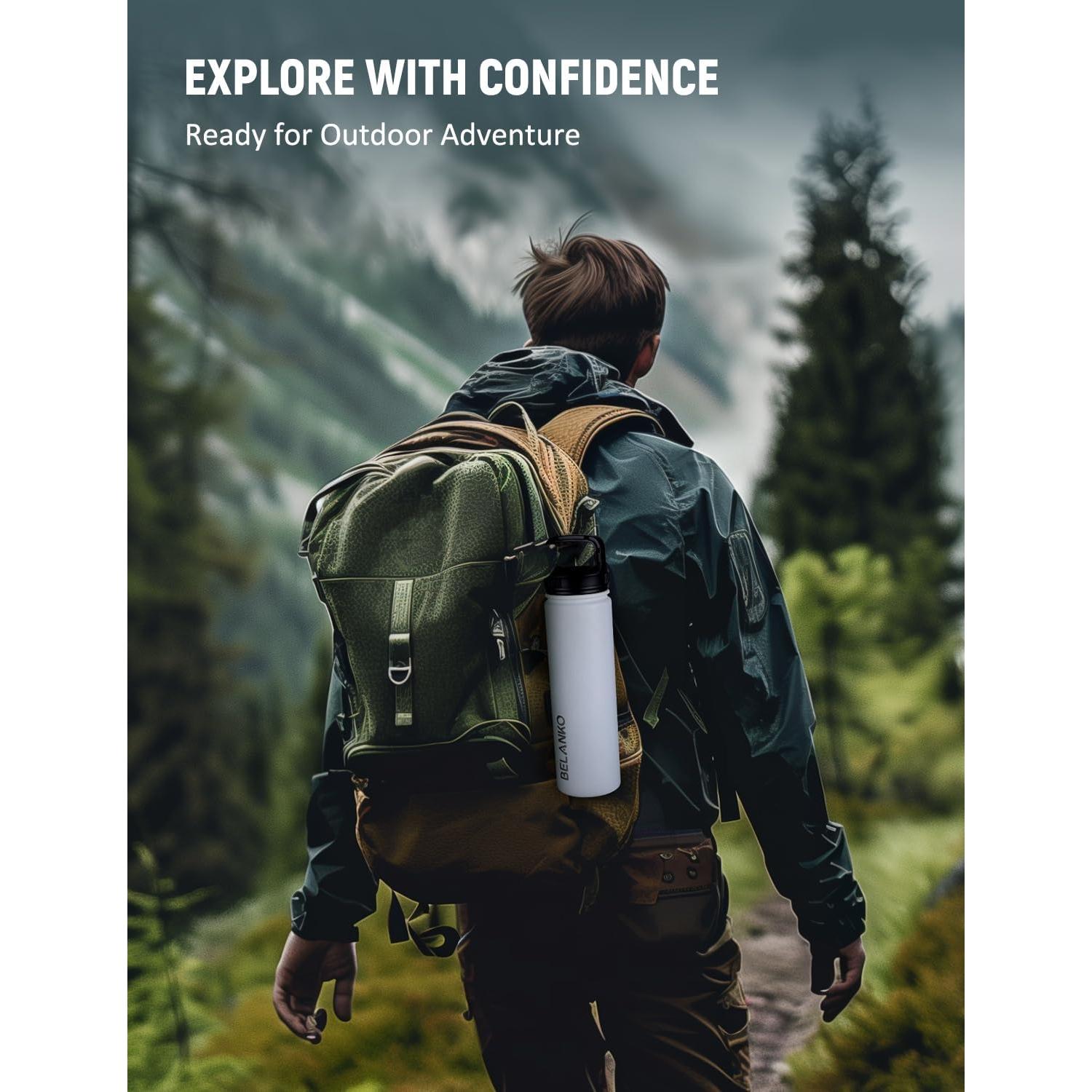 Botella de Agua Aislada BELANKO 710 ml Acero Inoxidable Blanco