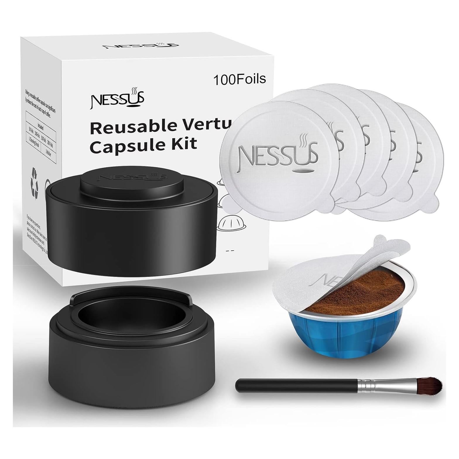 Kit Reutilizable Nespresso Vertuo Nessus - 100 Tapas Aluminio