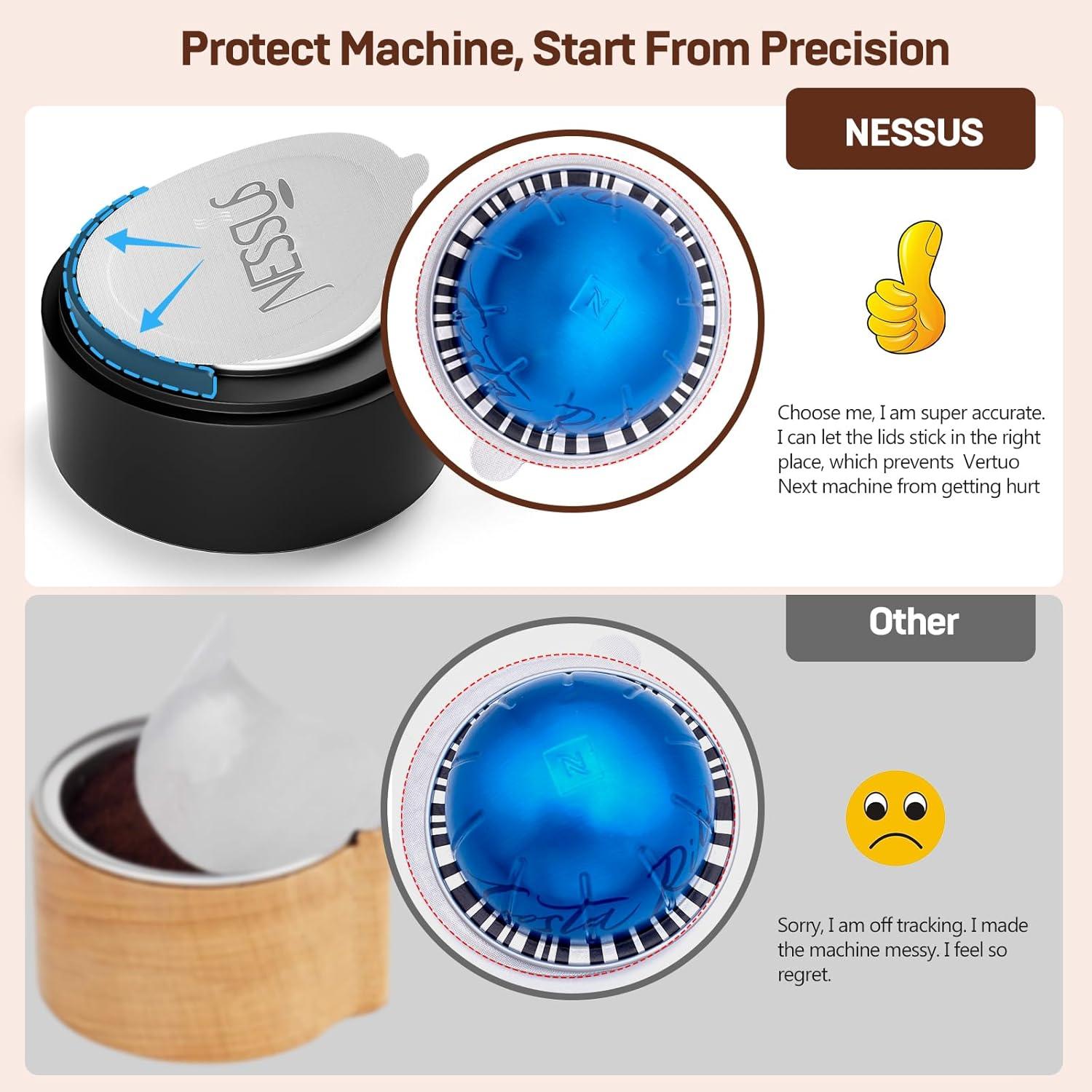 Kit Reutilizable Nespresso Vertuo Nessus - 100 Tapas Aluminio