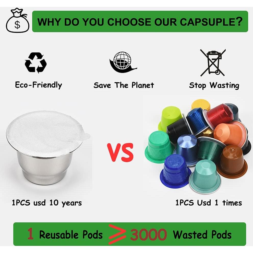 Cápsulas de Café Reutilizables PHMEZLF 2 Tazas + 100 Tapas