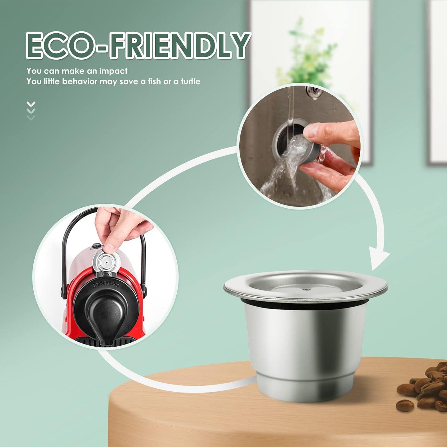 Cápsulas de café reutilizables Nespresso LIHONG 2pcs acero inoxidable