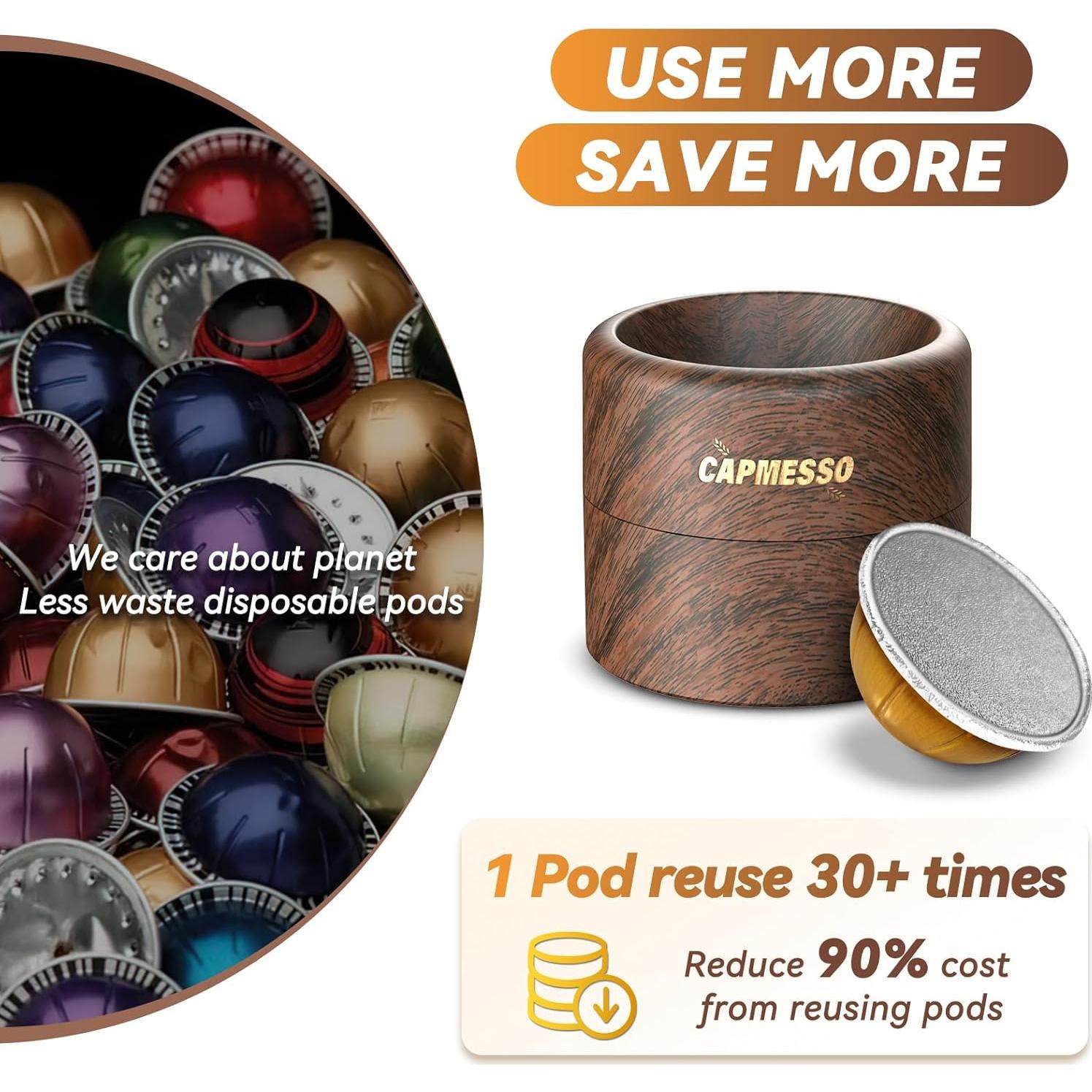 Kit de Recarga Reutilizable de Cápsulas Nespresso Vertuo - 100 Tapas