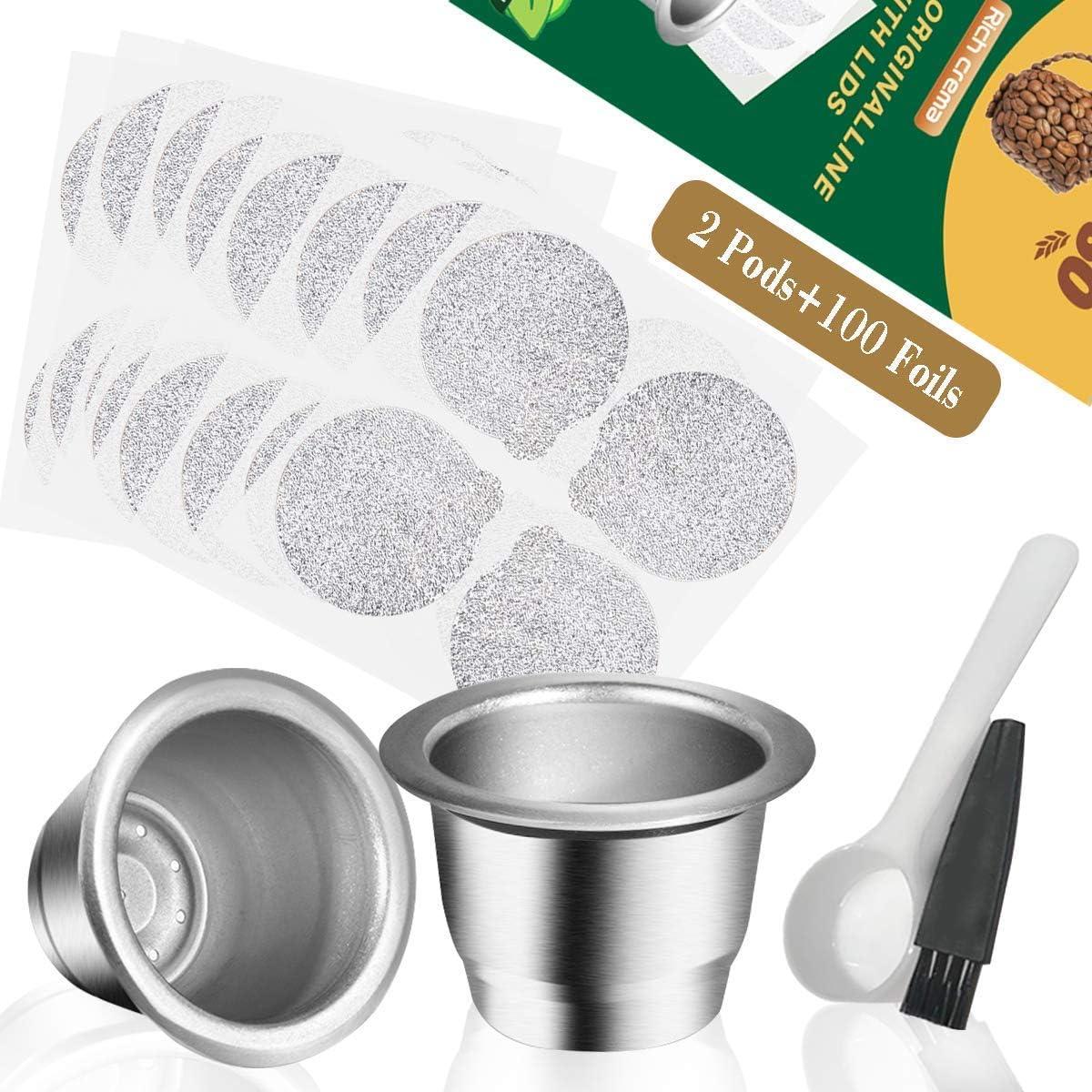 Cápsulas Reutilizables CAPMESSO para Nespresso OriginalLine - 2 Unidades + 100 Tapas