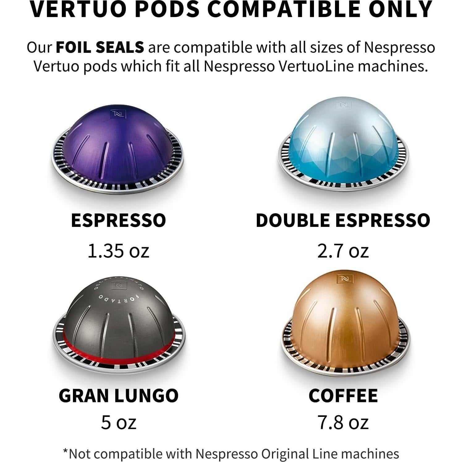 Tapas de Sellado de Aluminio Fanativita para Cápsulas Nespresso Vertuo - 100 Piezas