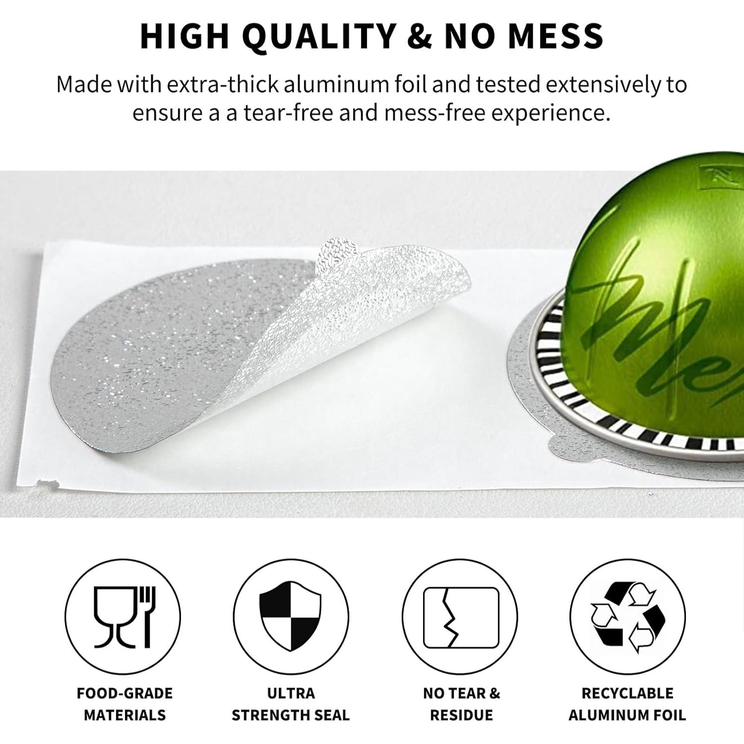 Tapas de Sellado de Aluminio Fanativita para Cápsulas Nespresso Vertuo - 100 Piezas