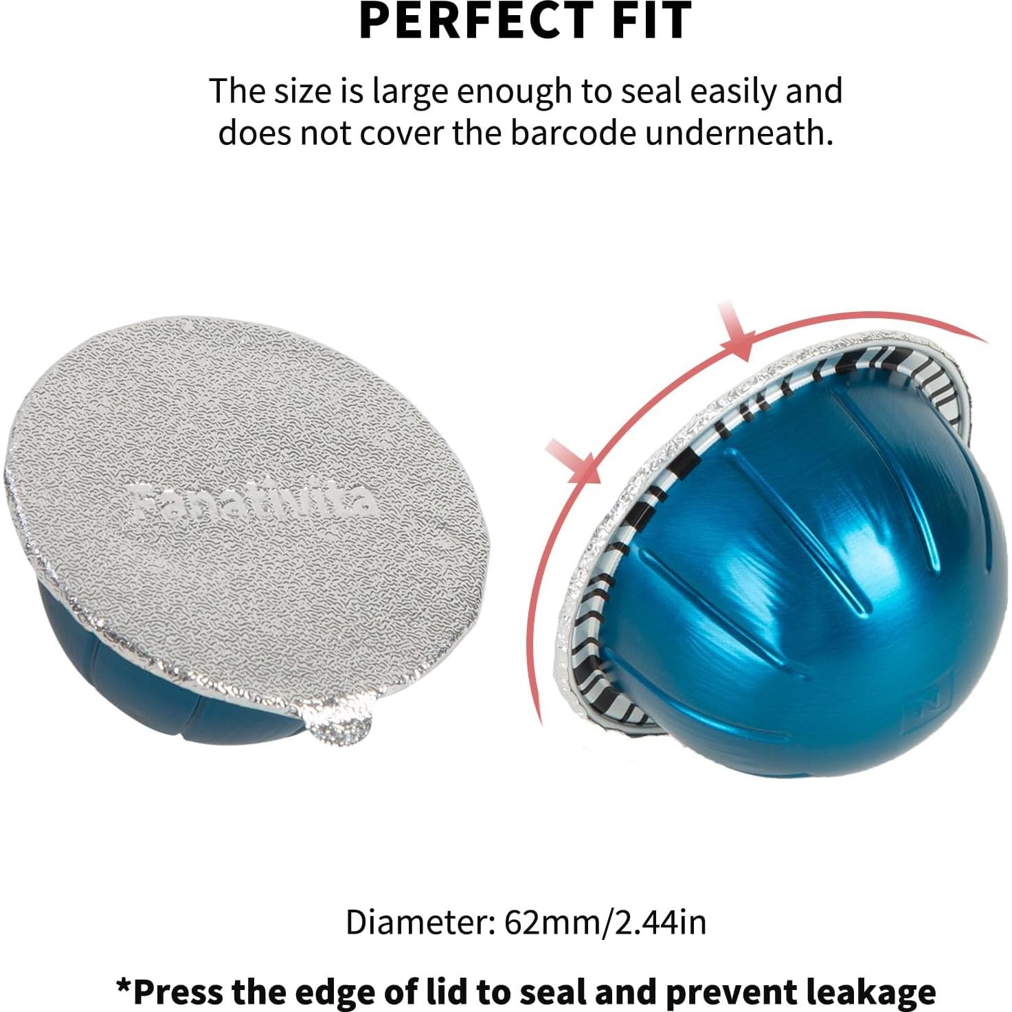 Tapas de Sellado de Aluminio Fanativita para Cápsulas Nespresso Vertuo - 100 Piezas