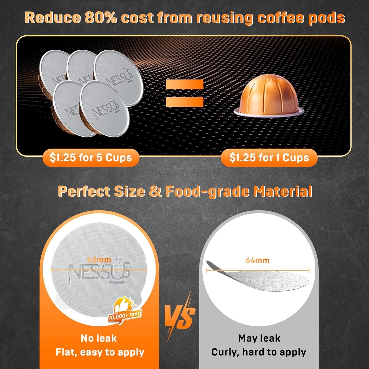 Kit de Recarga Nessus para Cápsulas Nespresso Vertuo - 50 Tapas de Aluminio