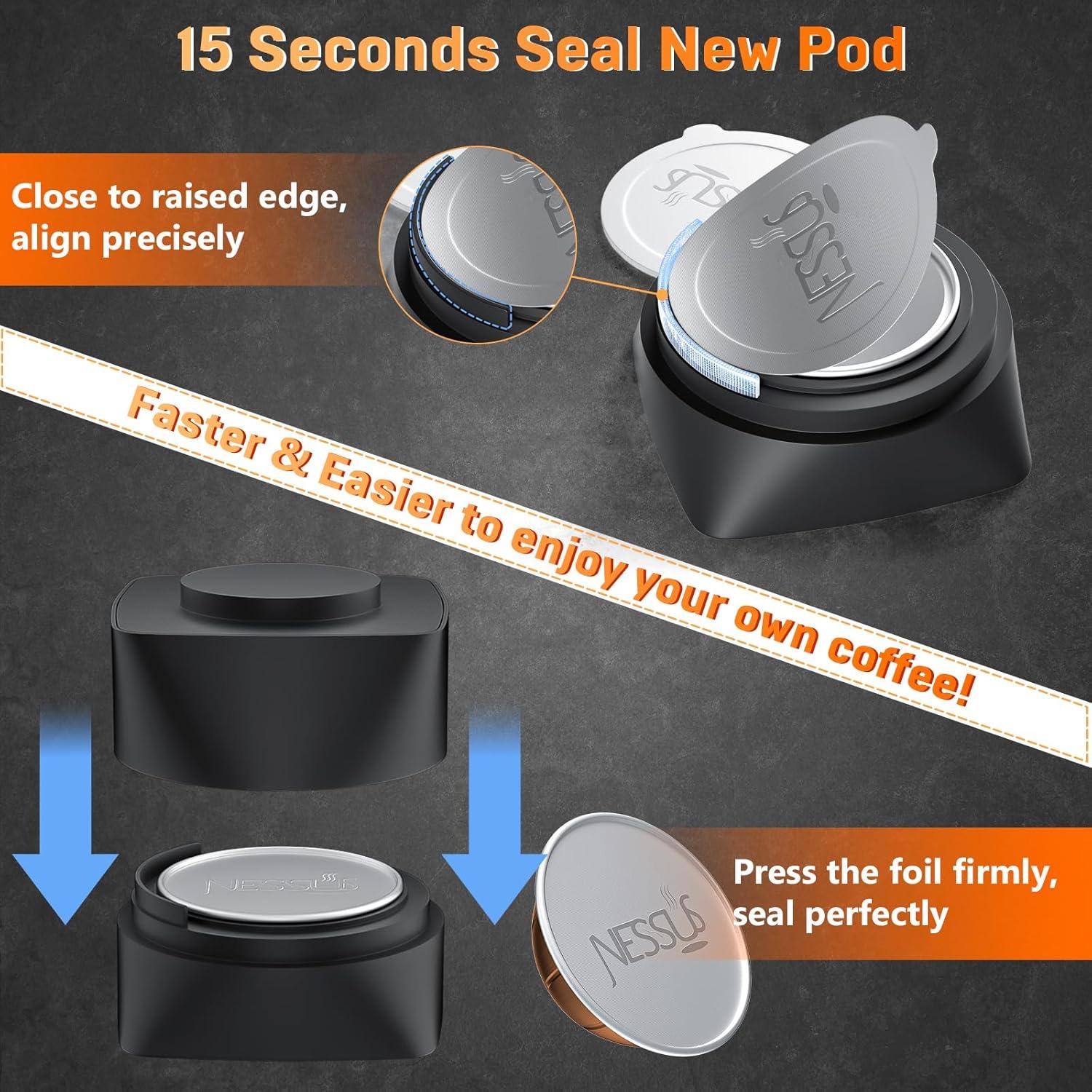 Kit de Recarga Nessus para Cápsulas Nespresso Vertuo - 50 Tapas de Aluminio