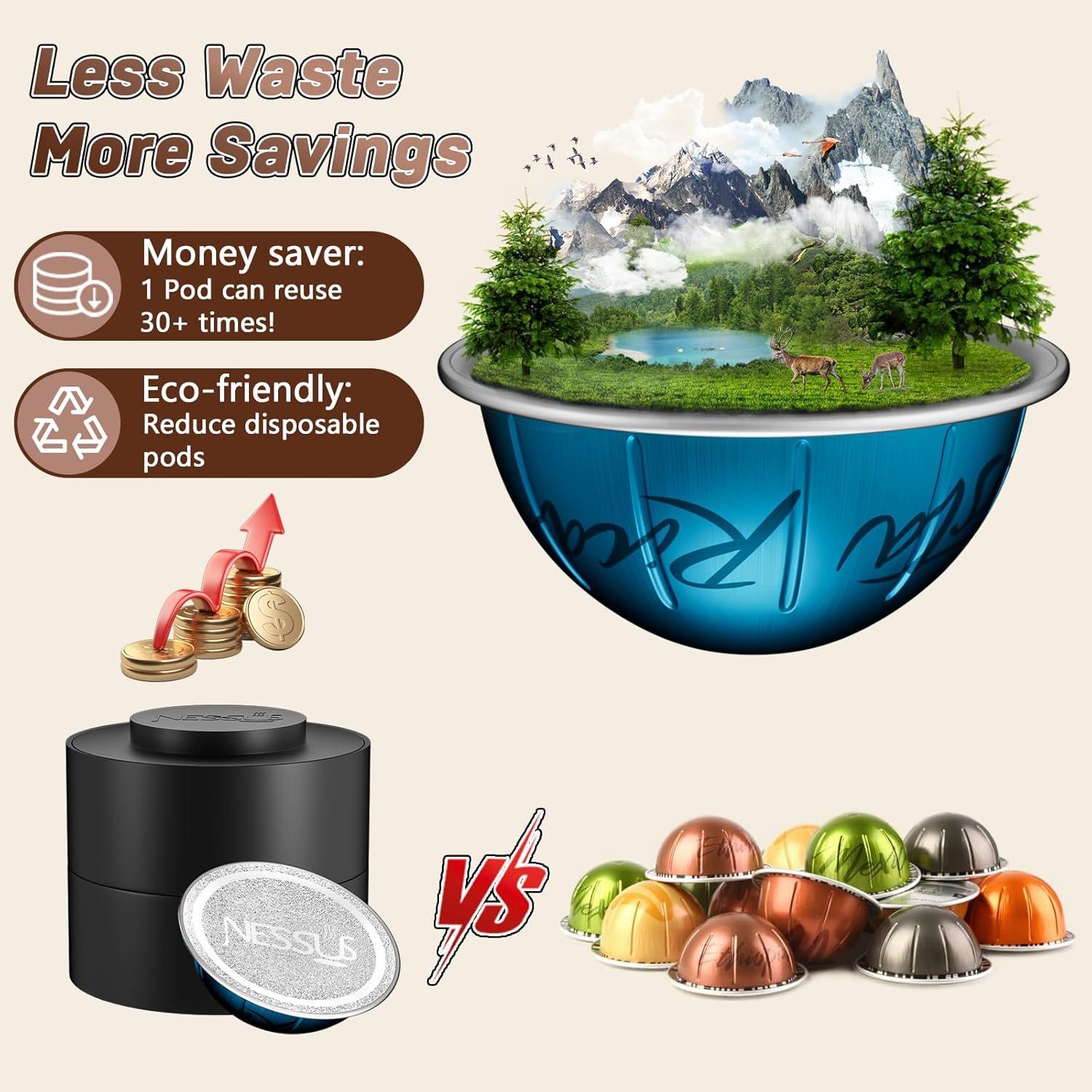 Kit de Cápsulas Reutilizables NESSUS para Nespresso Vertuo