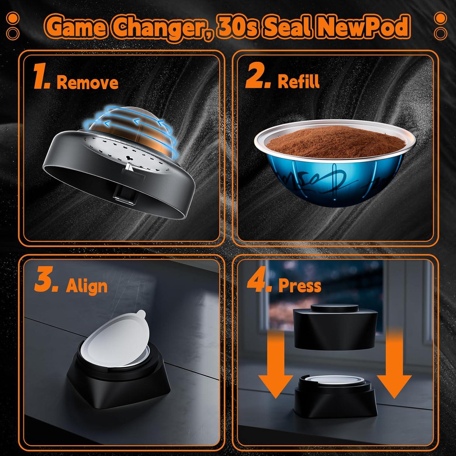 Tapas de Aluminio NESSUS para Cápsulas Reutilizables Nespresso Vertuo - 100 Piezas