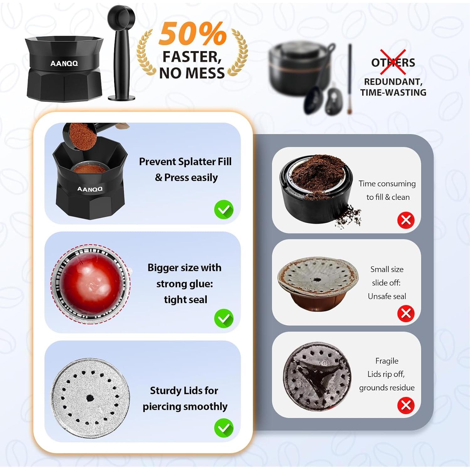 Kit de Cápsulas Reutilizables AANQQ para Nespresso Vertuo