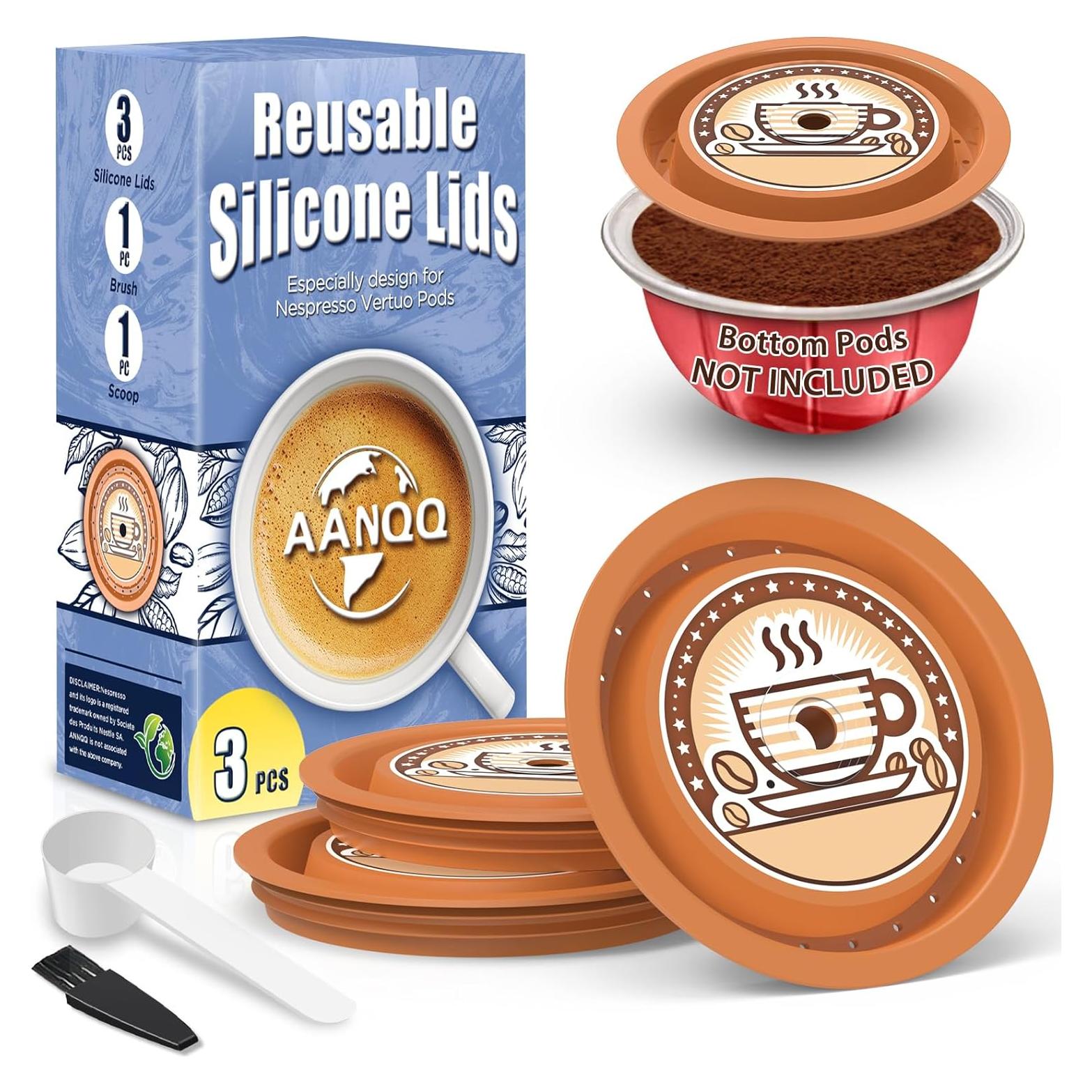Tapas Reutilizables de Silicona AANQQ para Cápsulas Nespresso Vertuo - 3 Piezas