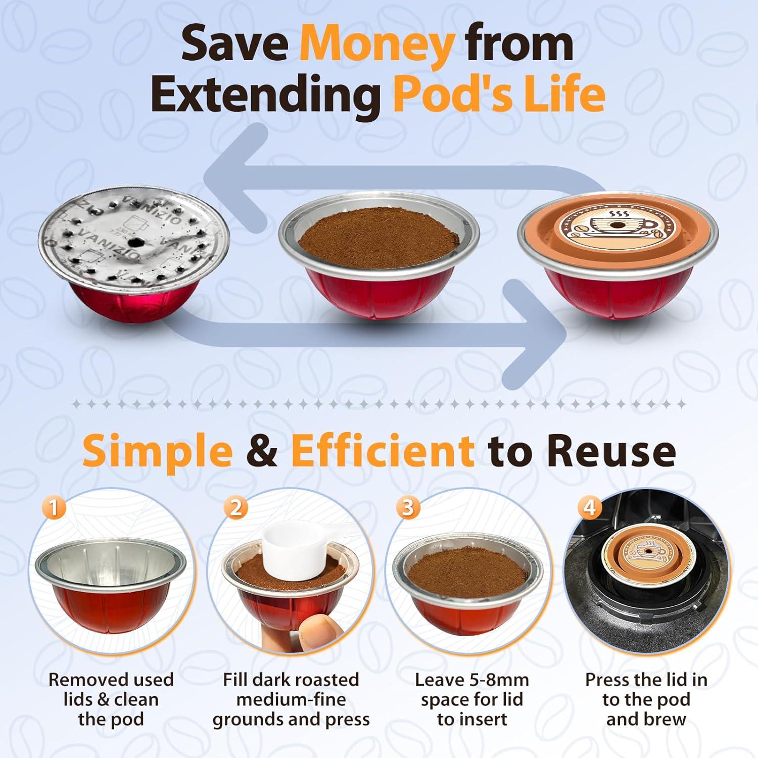 Tapas Reutilizables de Silicona AANQQ para Cápsulas Nespresso Vertuo - 3 Piezas