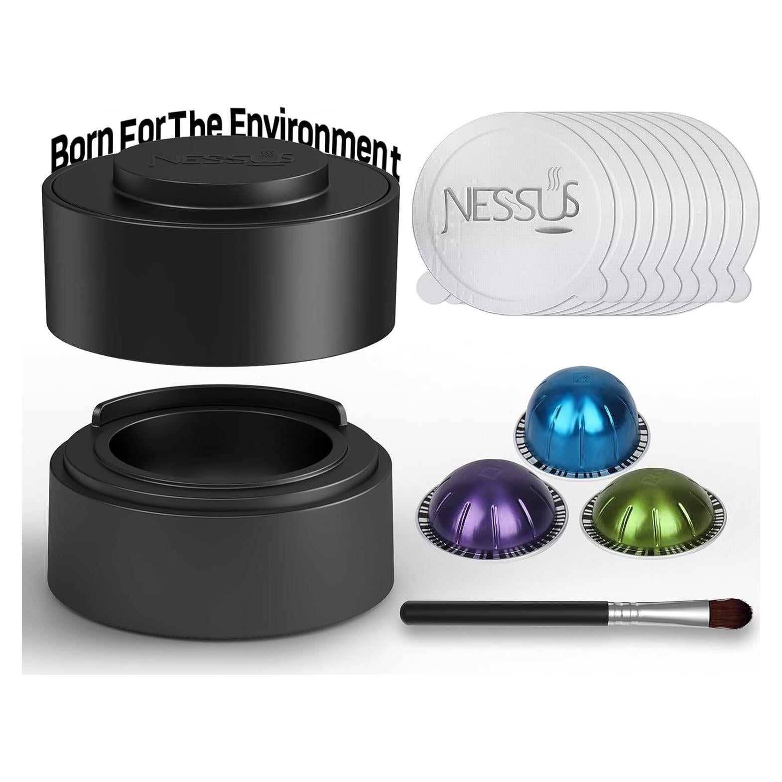 Kit de Tapas de Aluminio NESSUS para Cápsulas Nespresso Vertuo - 50 Unidades