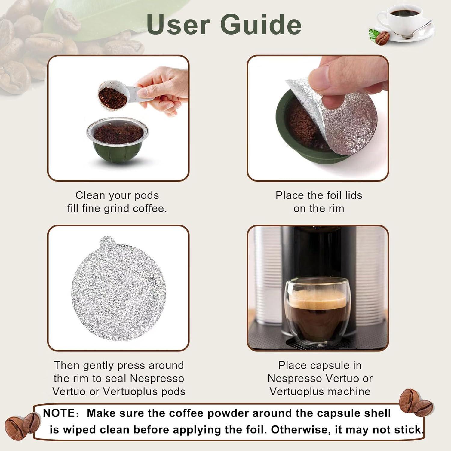 Sellos de Aluminio para Cápsulas Nespresso Vertuo Clinuse 100 Pzas