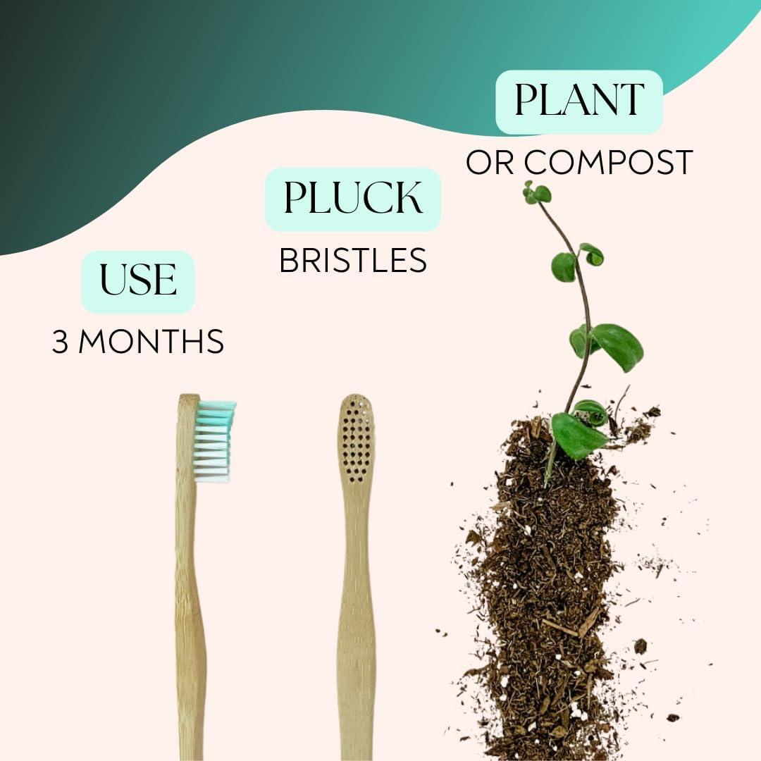 Cepillo de Dientes de Bambú Adulto - Suave y Ecológico - Paquete de 4