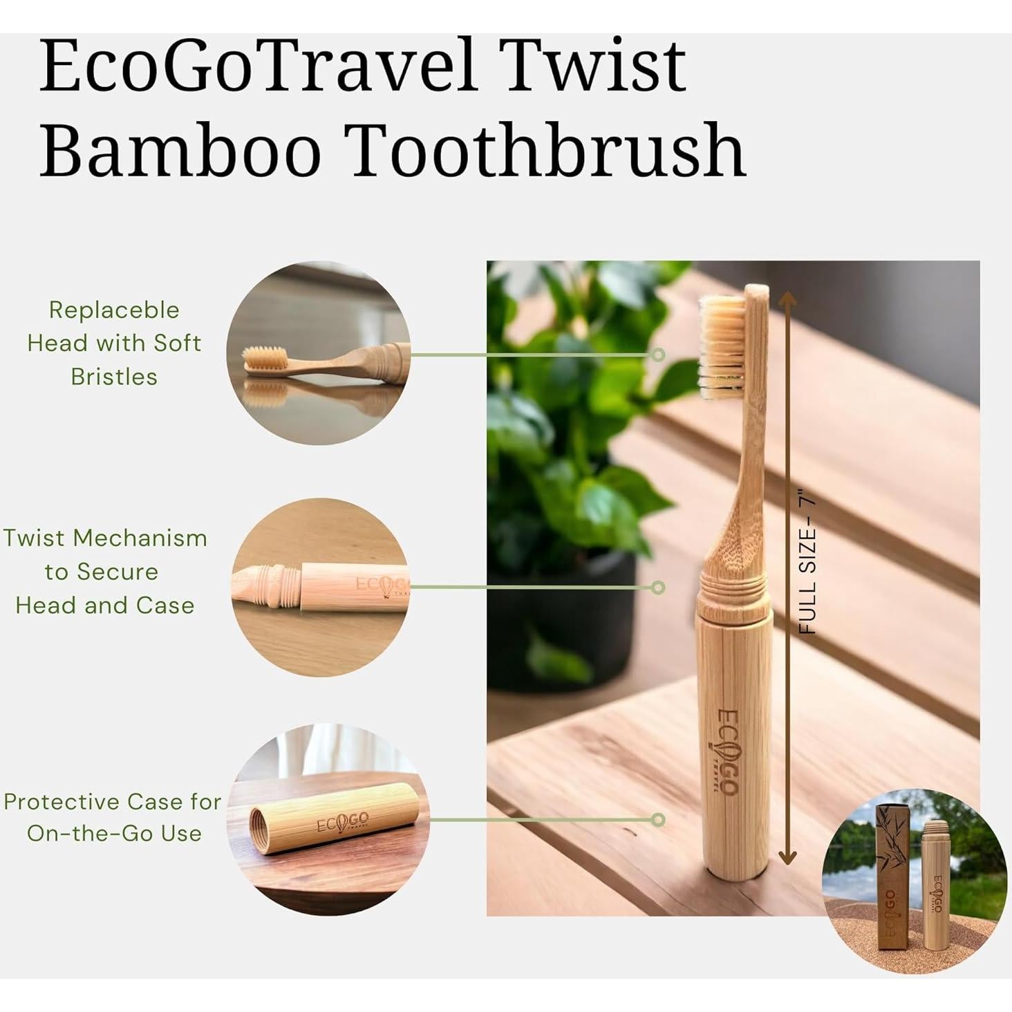 Cabezal de Reemplazo EcoGoTravel para Cepillo de Dientes de Bambú