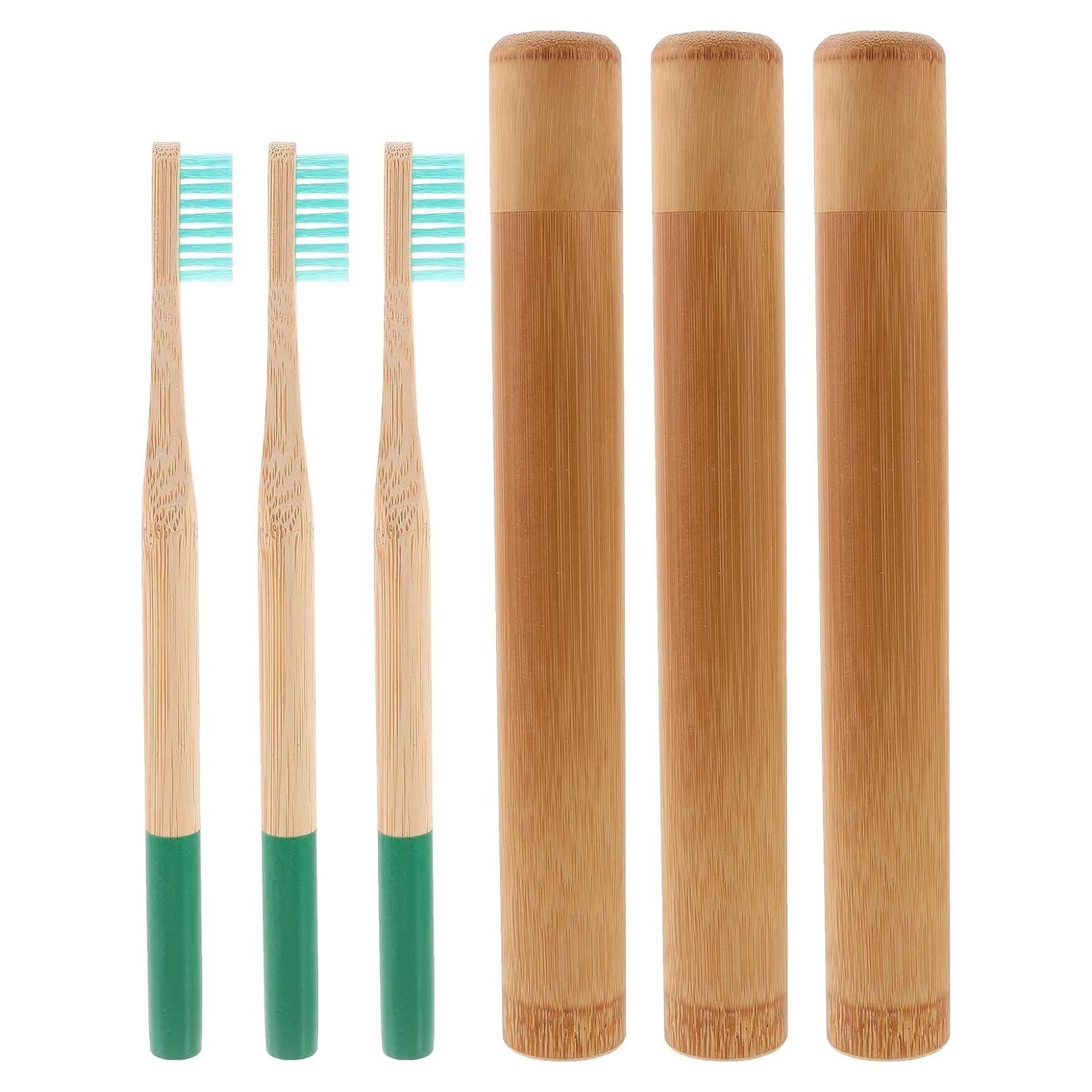Kit de Cepillos de Dientes de Bambú Healifty - 3 Piezas Portátiles