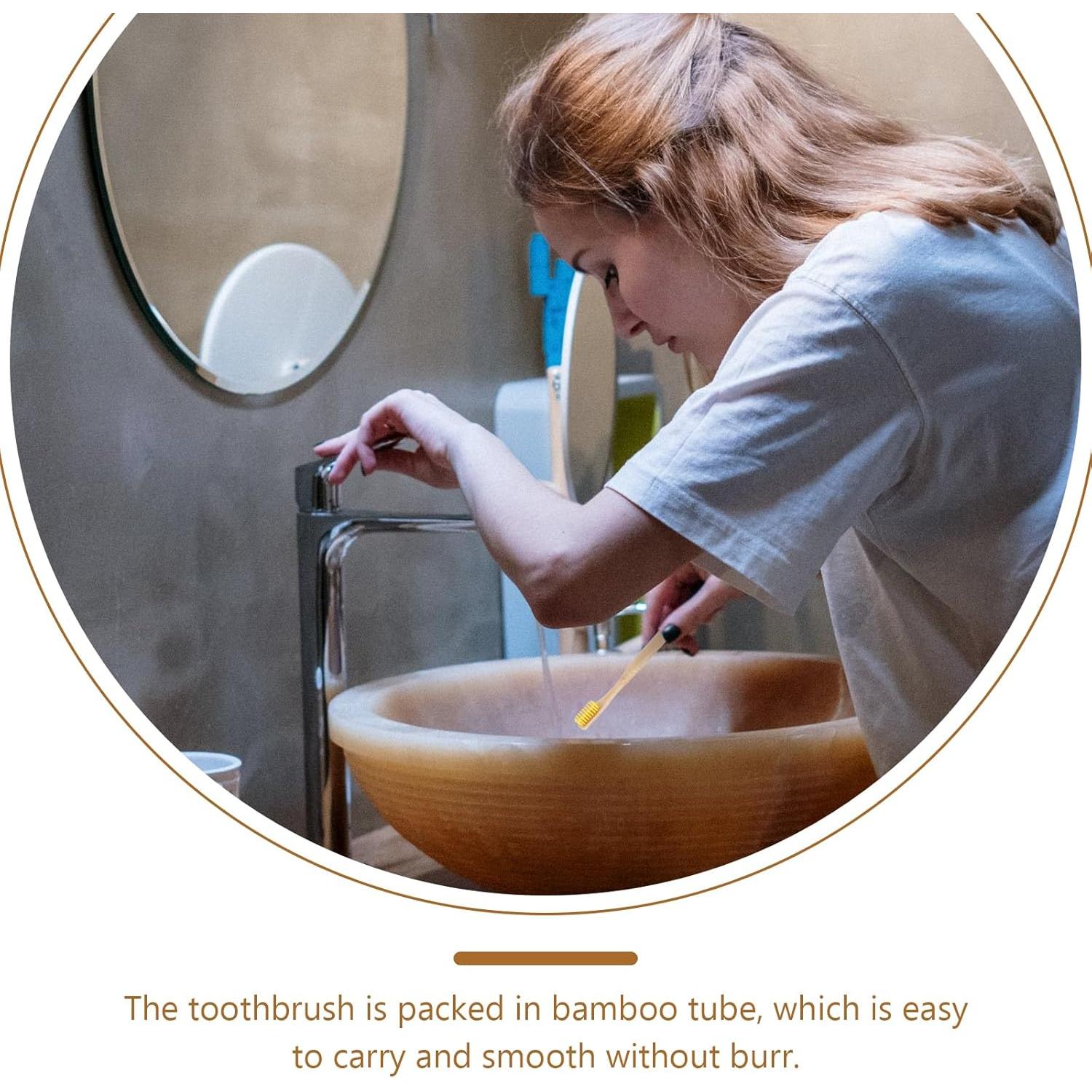 Kit de Cepillos de Dientes de Bambú Healifty - 3 Piezas Portátiles