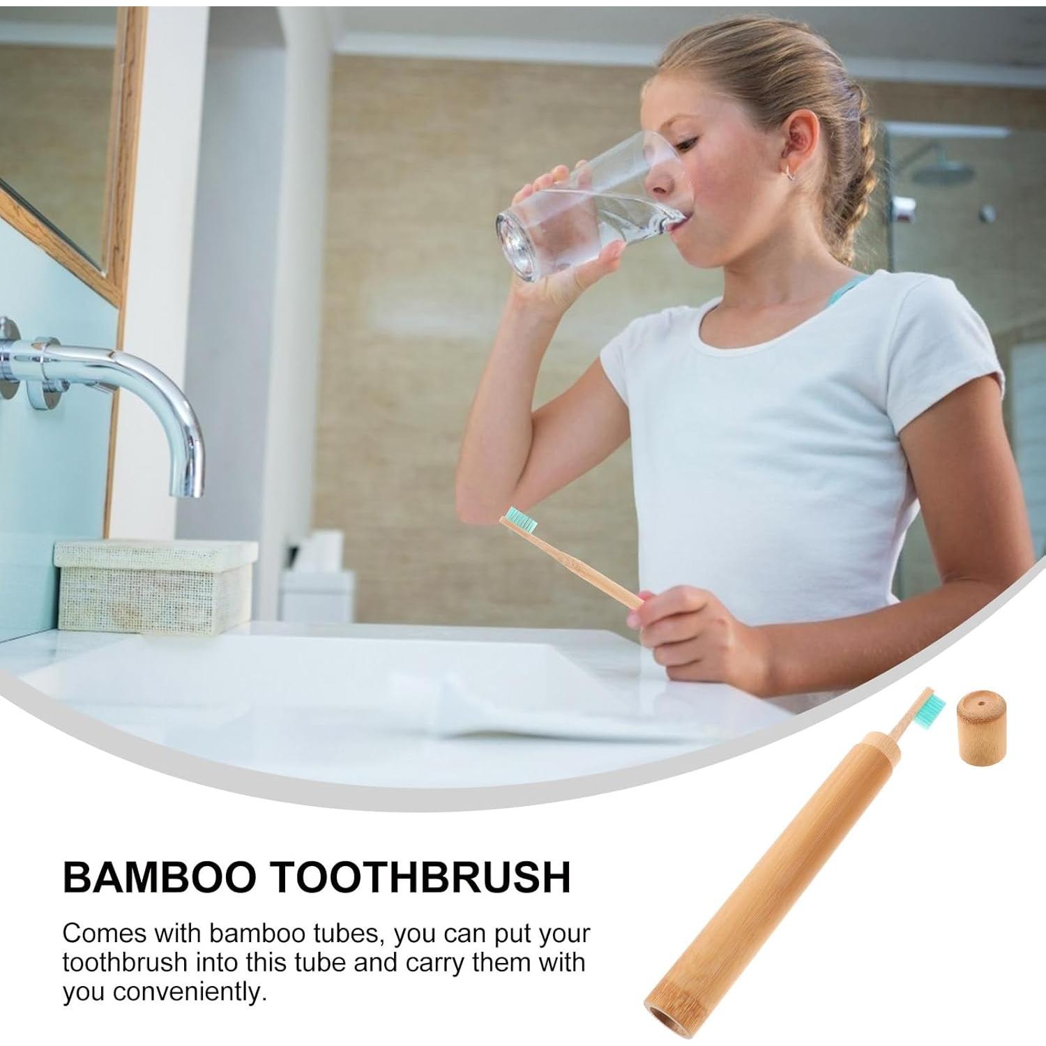 Kit de Cepillos de Dientes de Bambú Healifty - 3 Piezas Portátiles