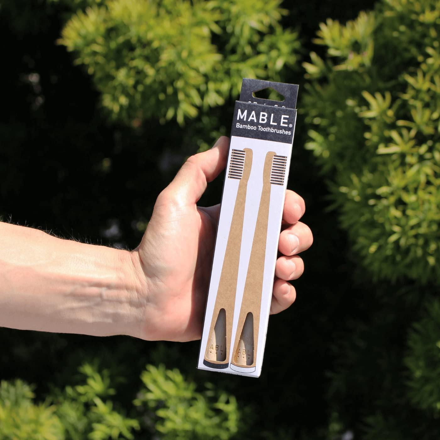 Paquete de 2 Cepillos de Dientes de Bambú MABLE - Cerdas Suaves