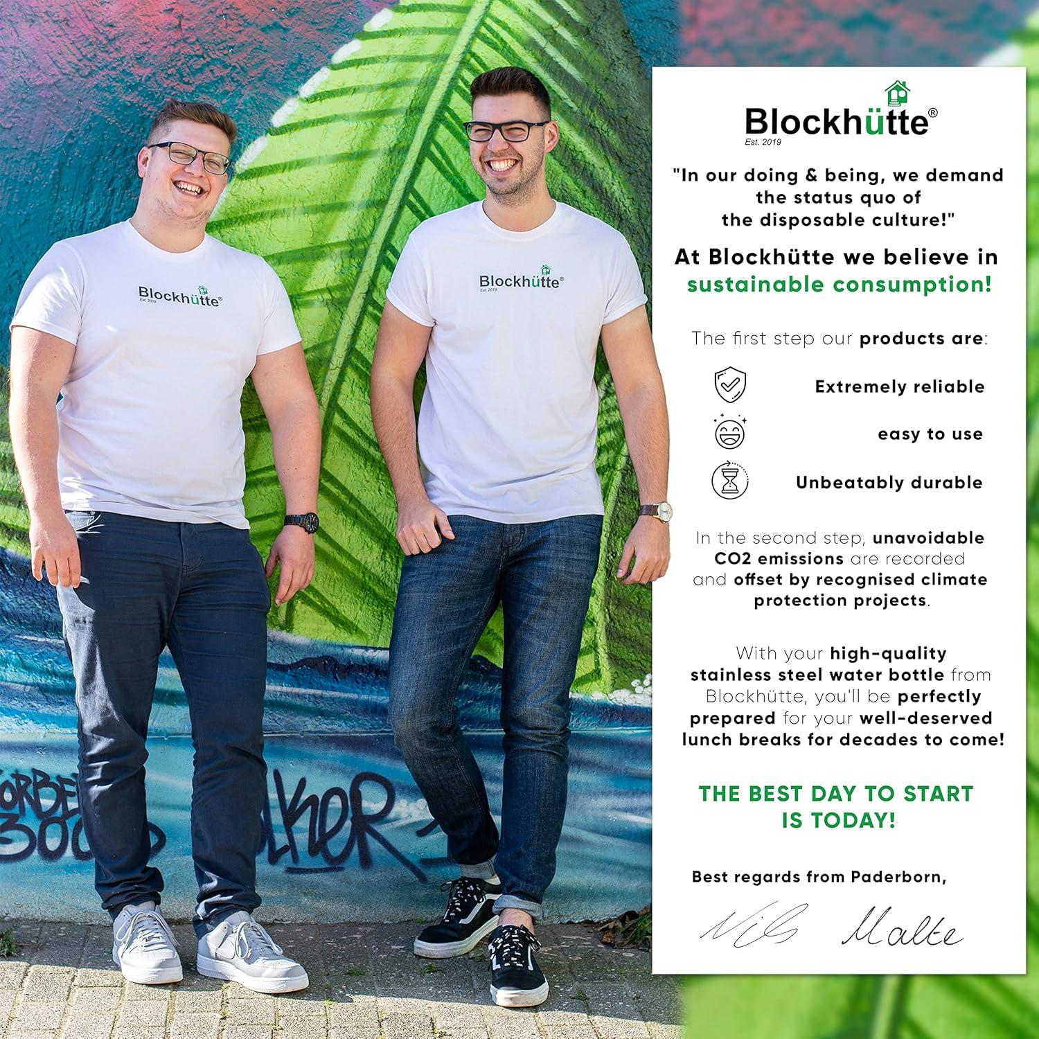 Botella de Agua Aislada Blockhütte 500ml Acero Inoxidable