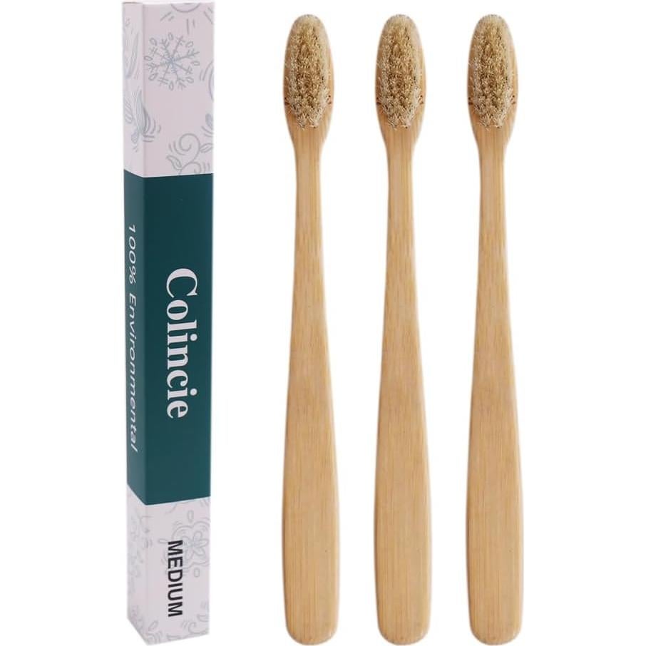 Cepillo de Dientes de Bambú Colincie - Cerdas de Jabalí Medianas - 8 Piezas