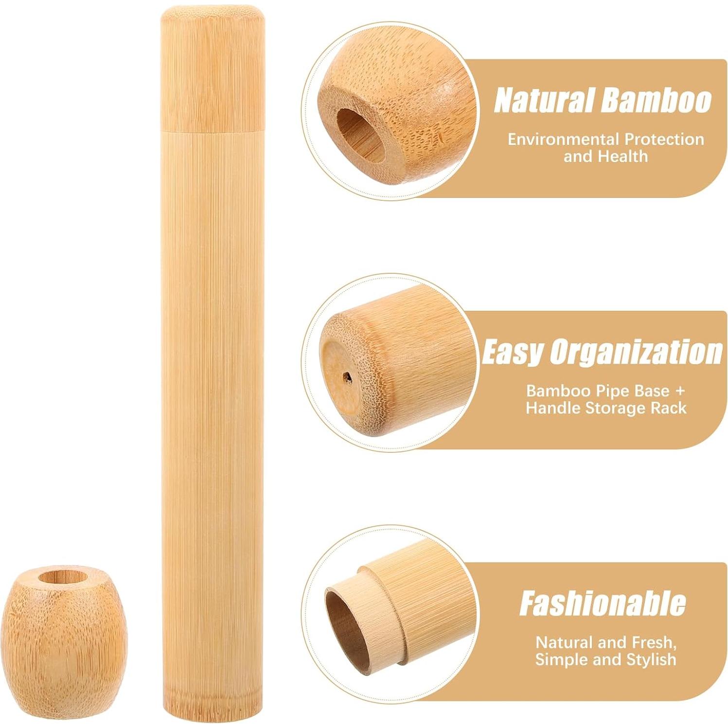 Soporte de Cepillo de Dientes de Bambú Amosfun Portátil 21cm