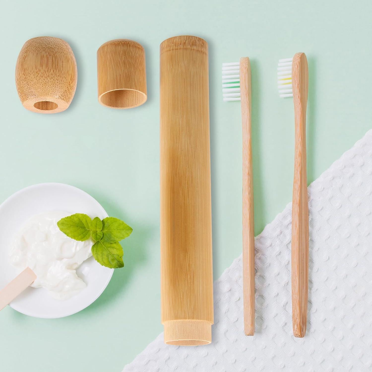 Soporte de Cepillo de Dientes de Bambú Amosfun Portátil 21cm