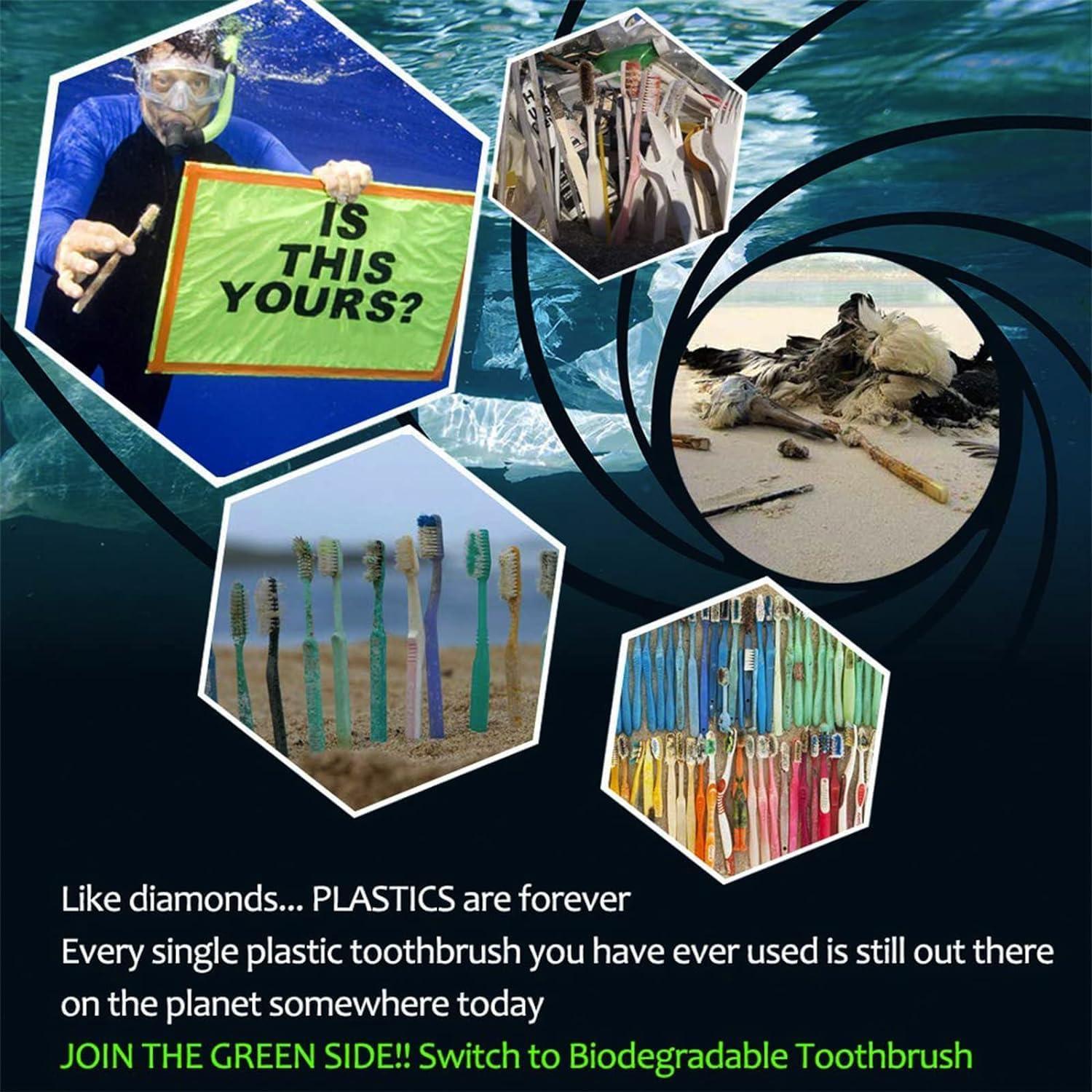 Cepillos de Dientes de Bambú Natureverr 4 Piezas Biodegradables