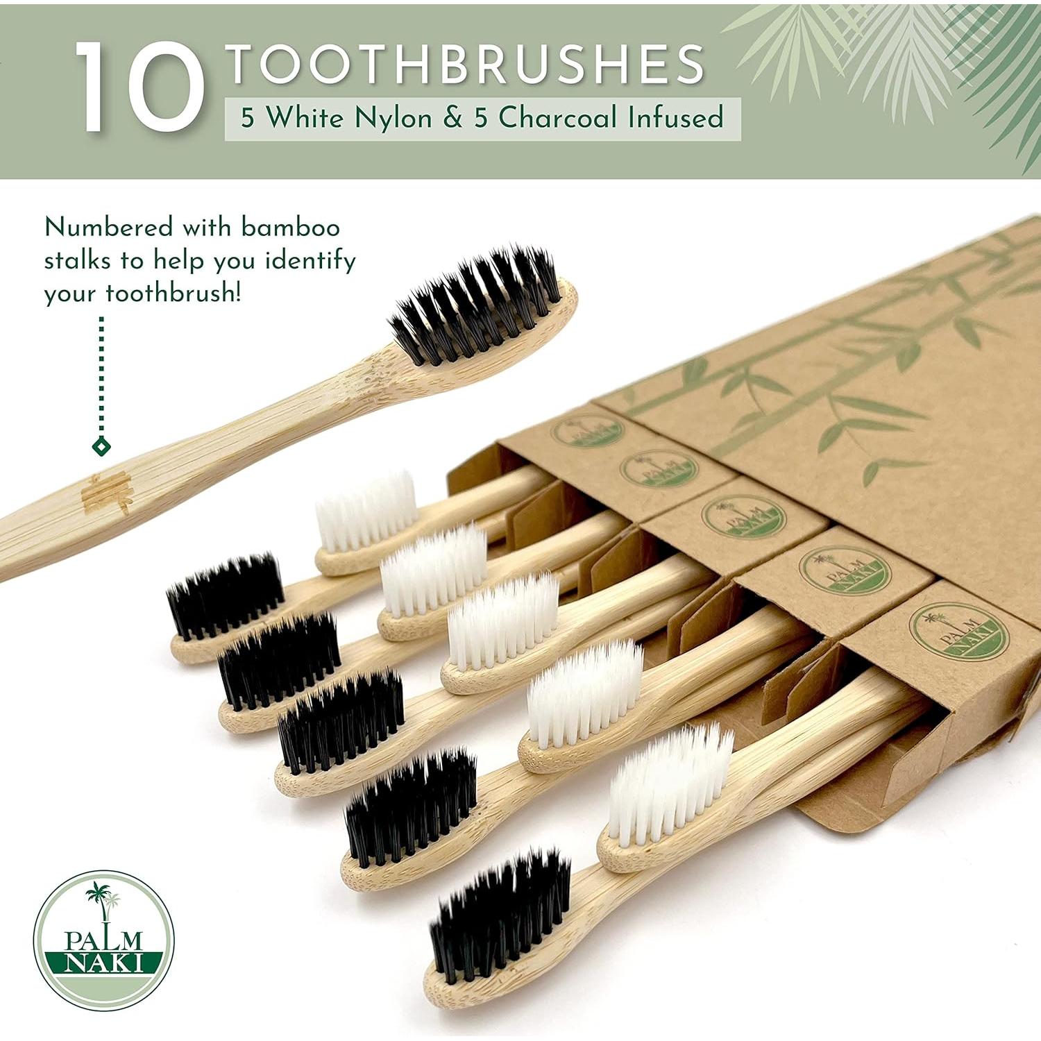 Cepillos de Dientes de Bambú Palm Naki - Paquete de 10 Unidades