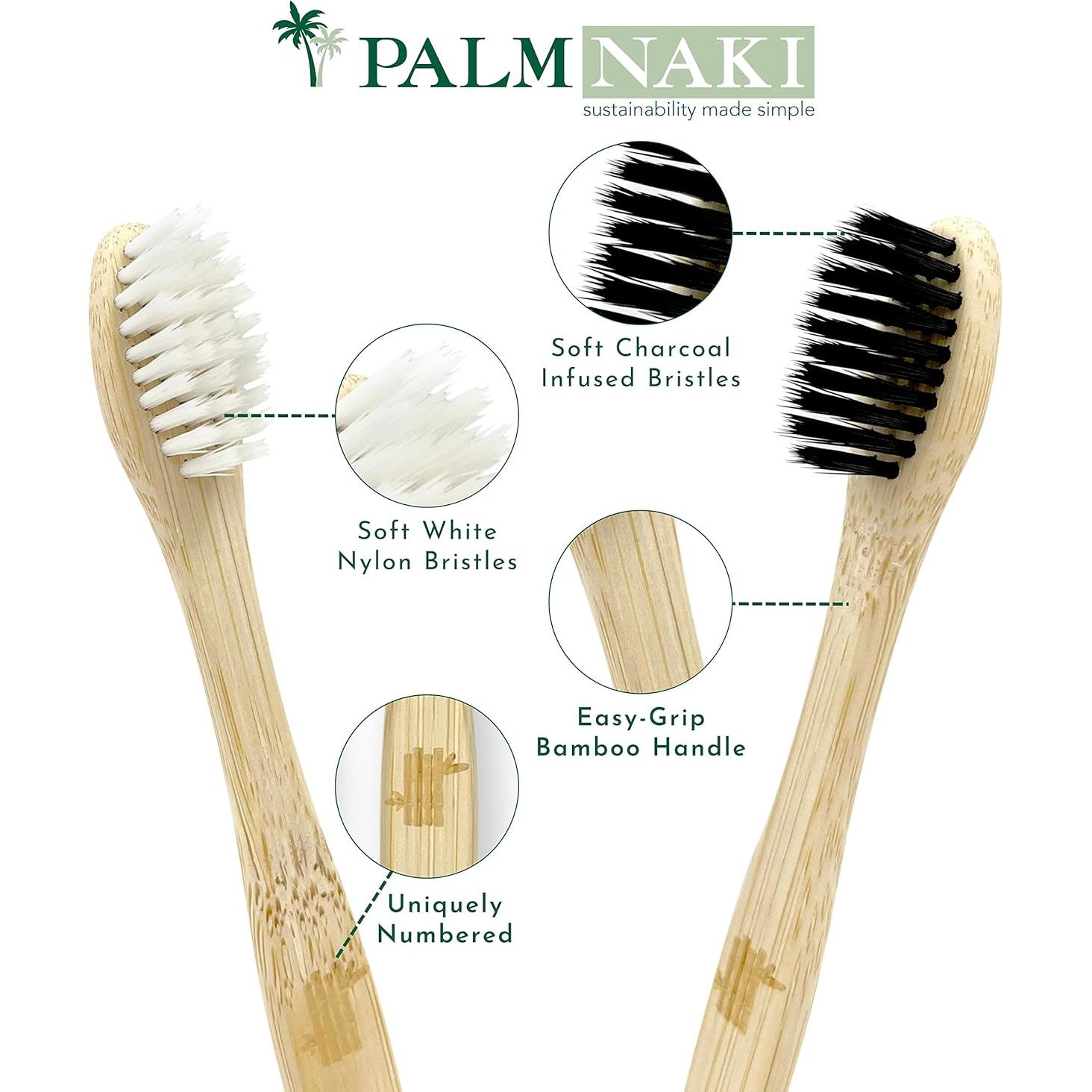 Cepillos de Dientes de Bambú Palm Naki - Paquete de 10 Unidades